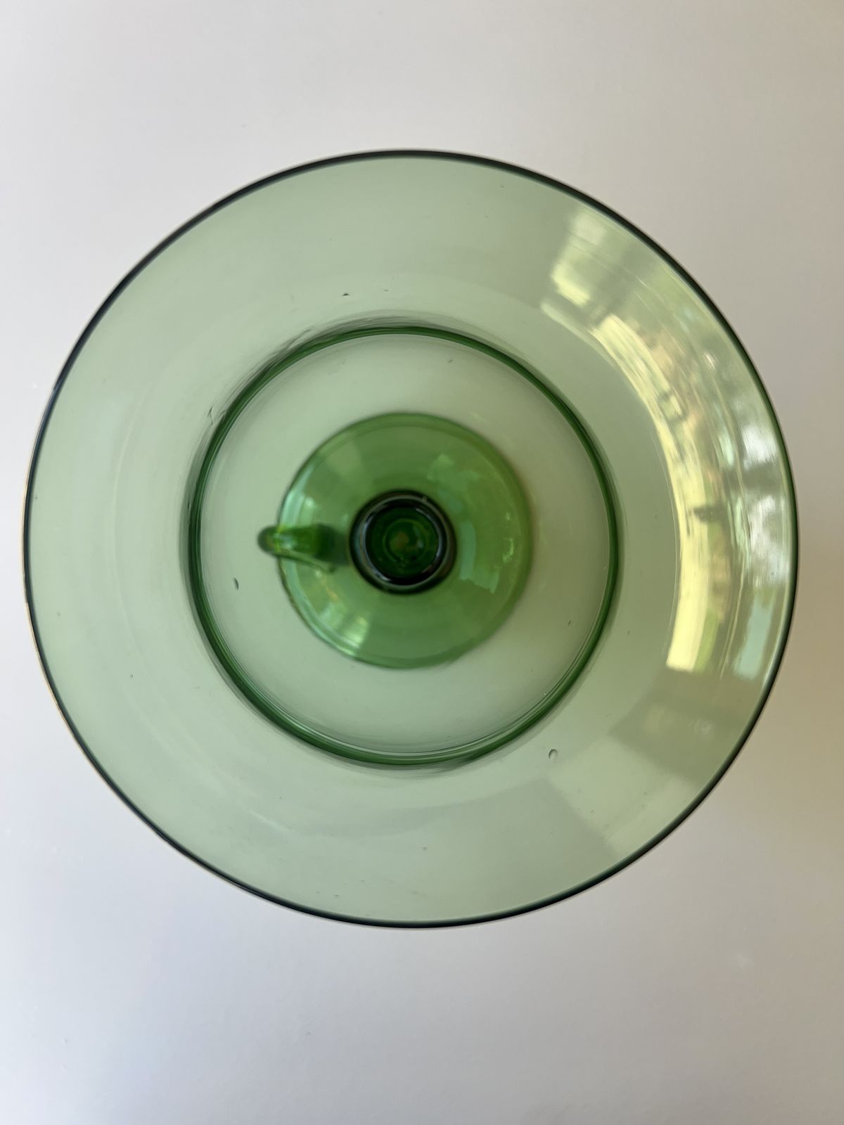 photo for sale Empoli Green Glass Hurricane Lamp, Italian, 1960's
