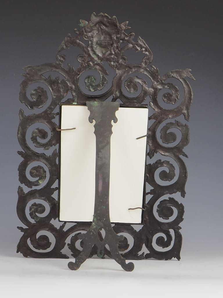 295.0 Antique French Bronze Baroque Photo Frame (Stamped) photo
