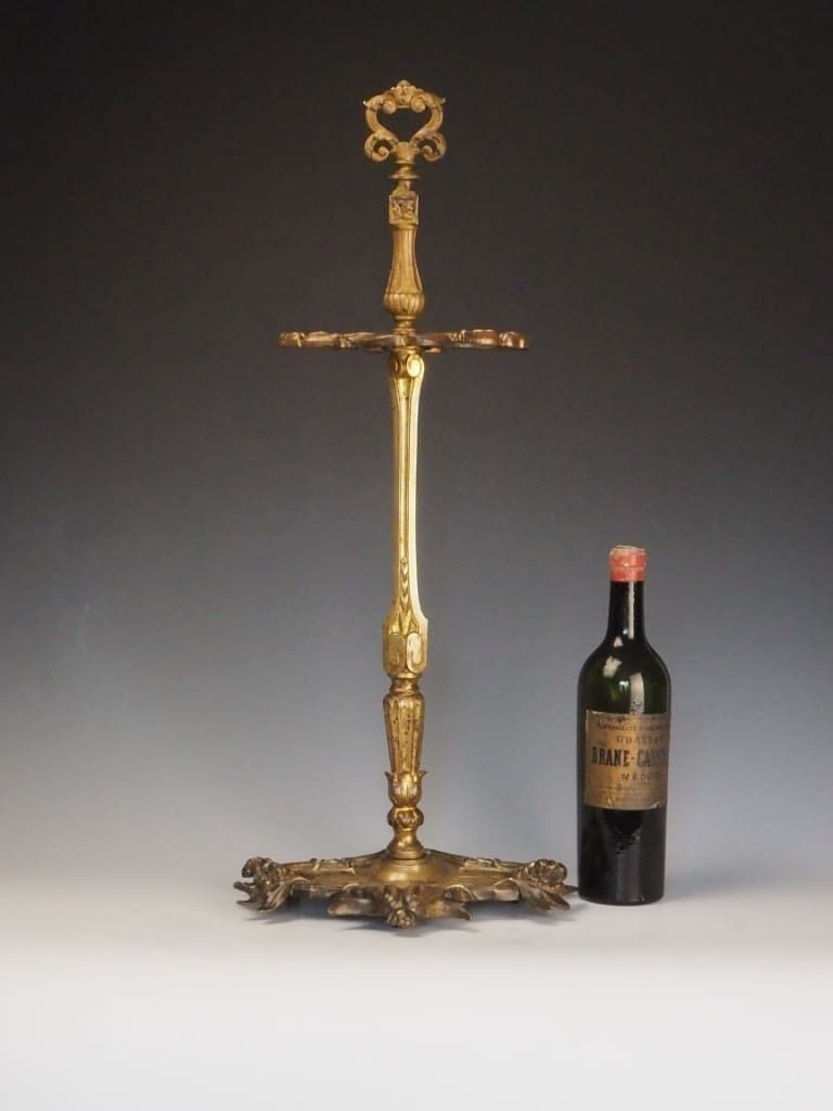 Antique Brass Fireside Tool Stand | Ornate Victorian Hearth Accessory photo for sale
