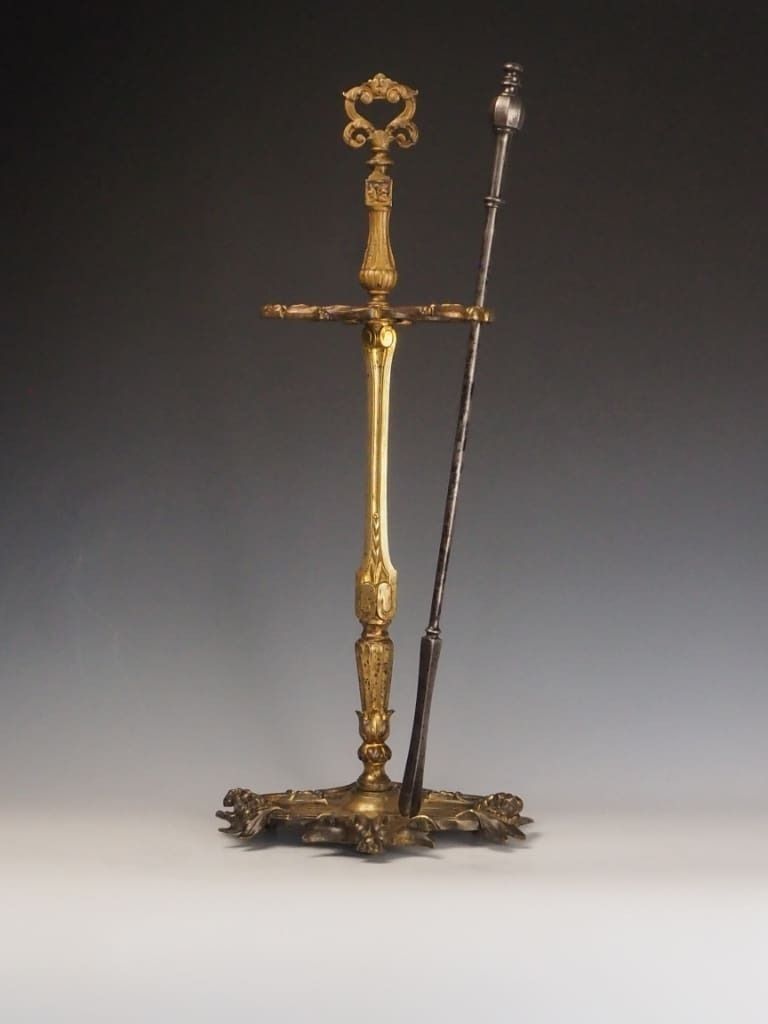 Antique Brass Fireside Tool Stand | Ornate Victorian Hearth Accessory photo Home Fixtures