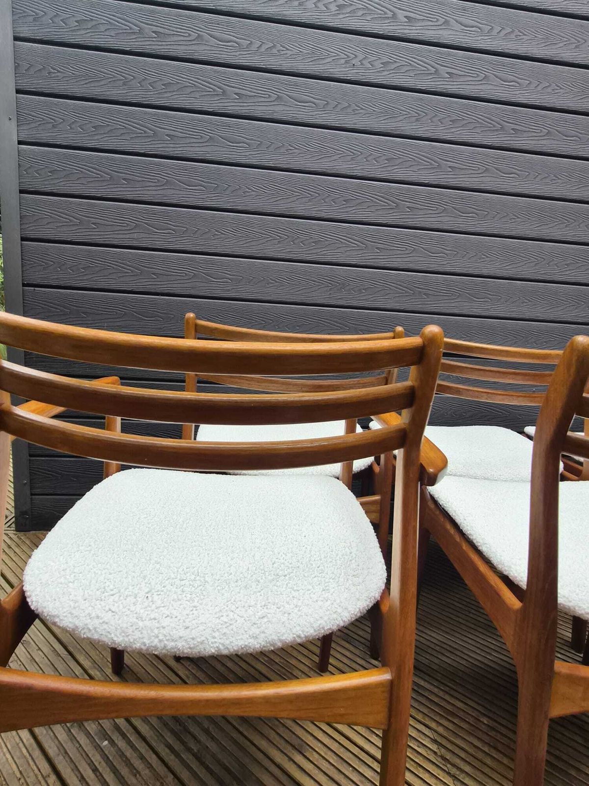 Set Of 6 Danish Mid Century Teak Dining Chairs By Farsø Stolefabrik — 4 Side + 2 Carvers — Freshly Restored photo buy