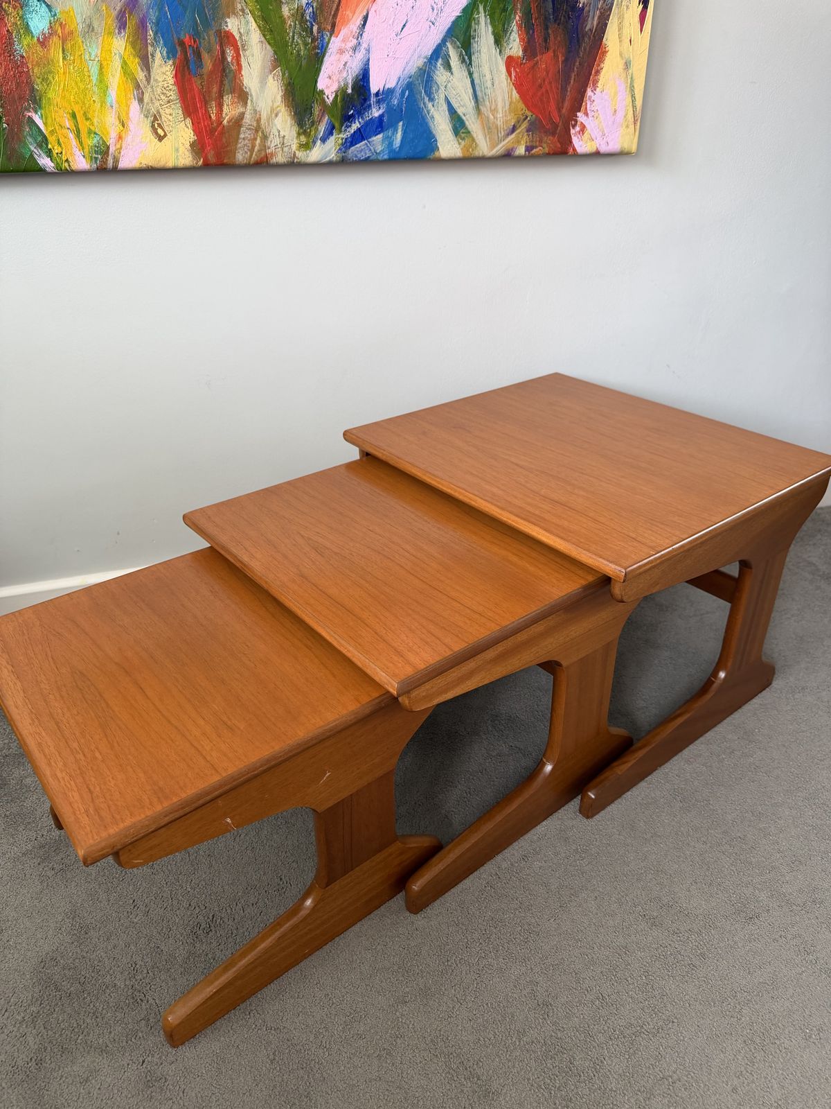 Portwood Mid Century Teak Nest Of Three Tables photo for sale