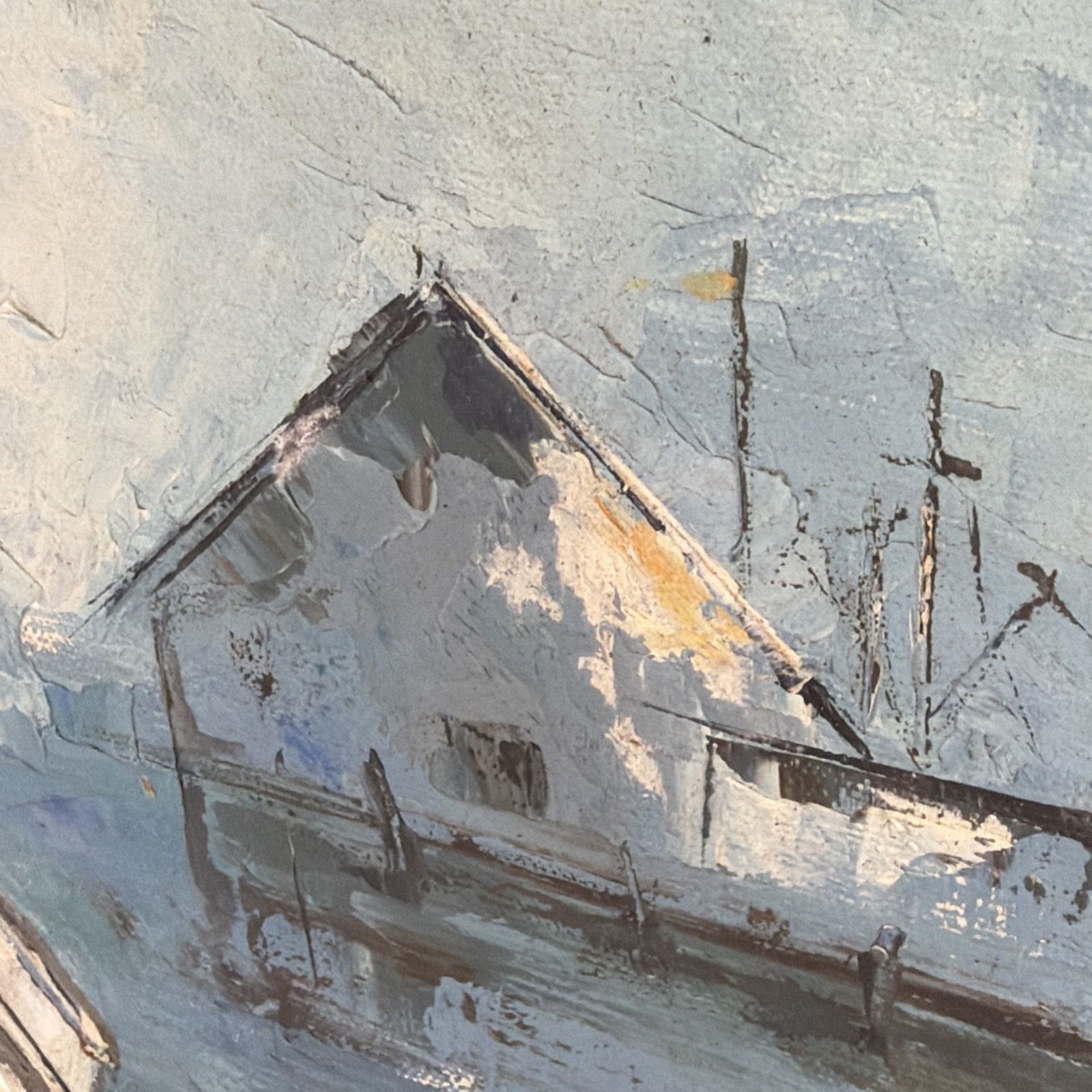 Original Oil Painting By Moop Mid Century Fishing Boat Scene photo 100.0