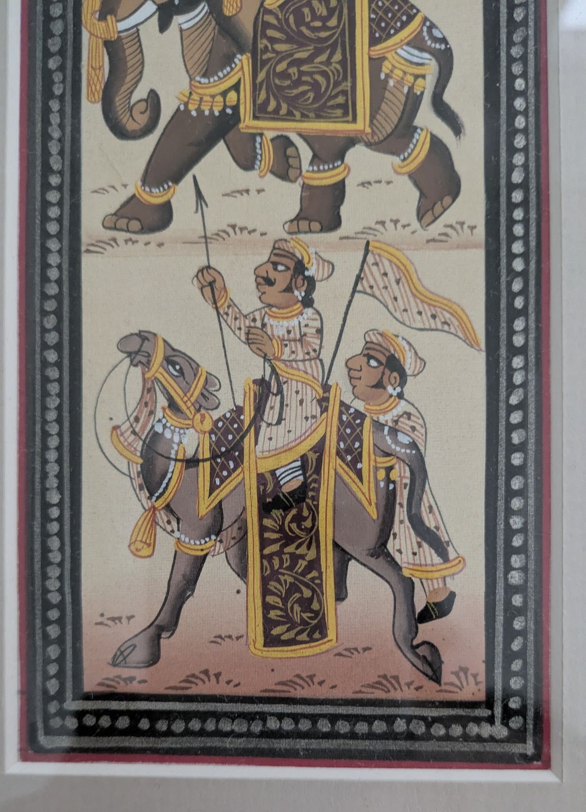 Rajasthani Miniature Painting On Silk — Royal Procession, Hand Painted, India photo 250.0