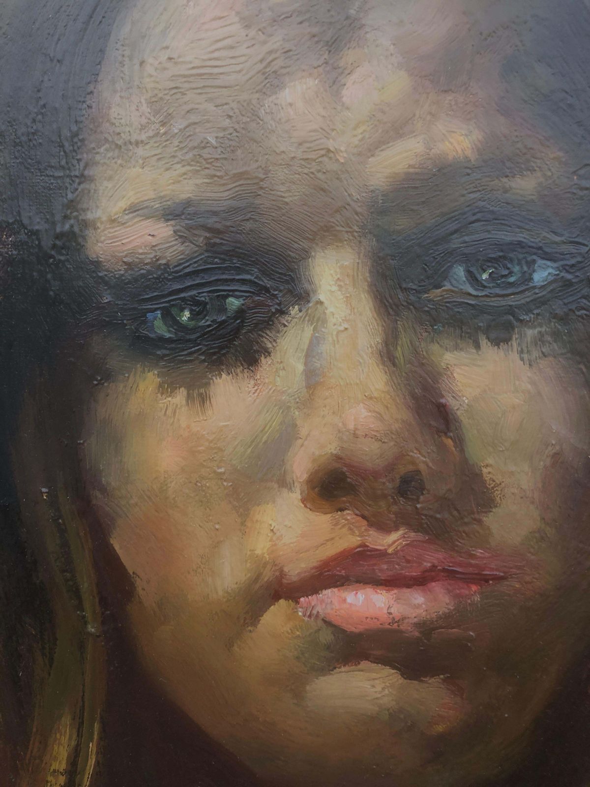 Portrait expressionniste méditerranéen féminin Josep Serrasanta, huile sur toile, art espagnol, vers 1980 photo 1550.0