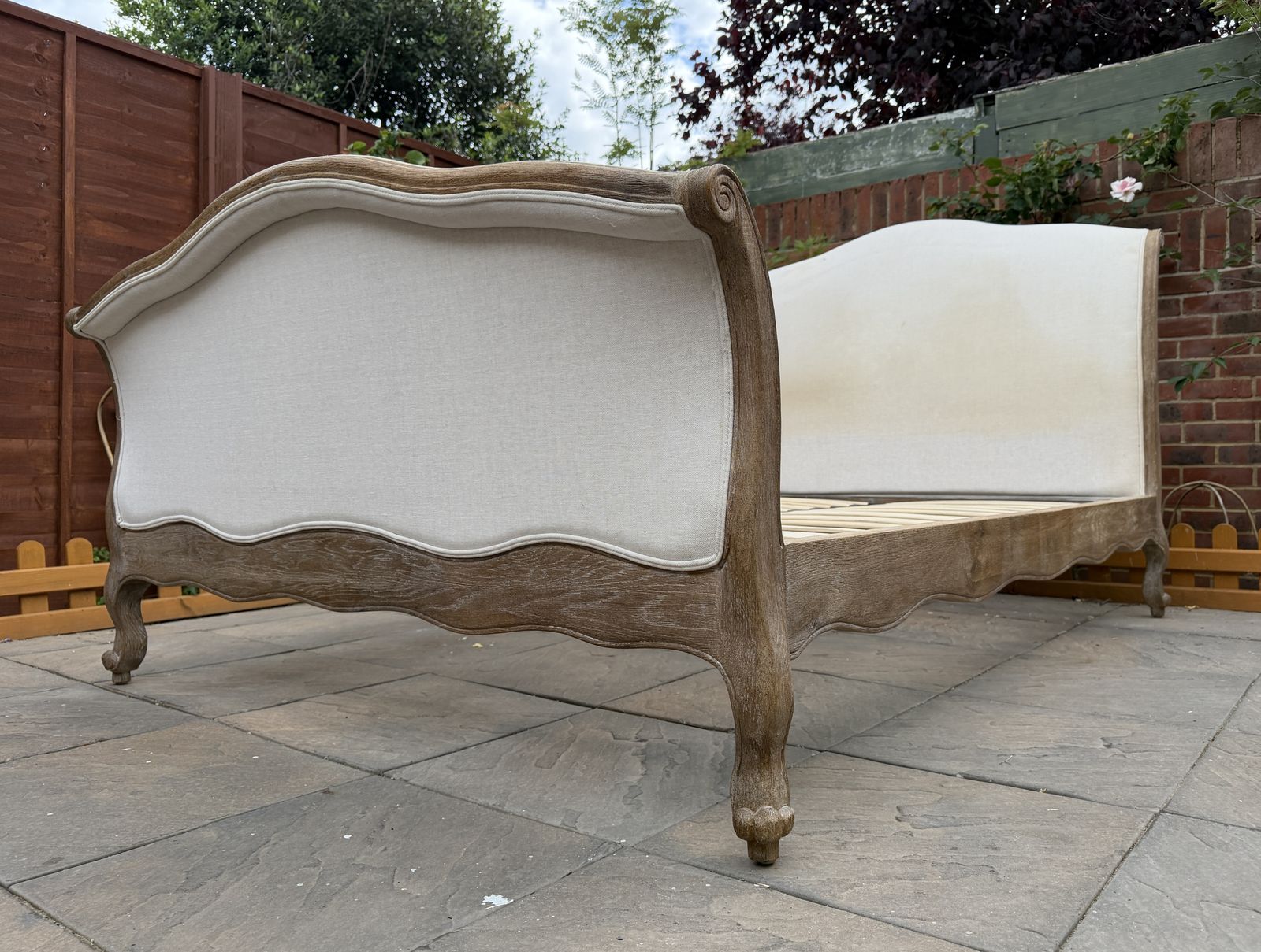 Stunning Loaf Antoinette French Sleigh Upholstered Solid Oak Double Size Bed Frame   Rrp £1,395 photo Furniture