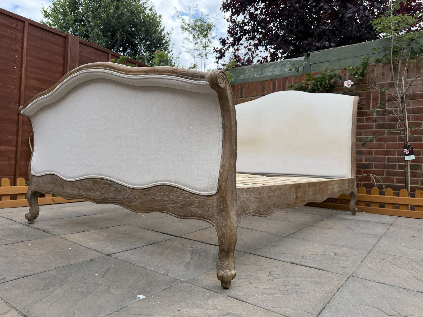 Stunning Loaf Antoinette French Sleigh Upholstered Solid Oak Double Size Bed Frame   Rrp £1,395 photo 650.0