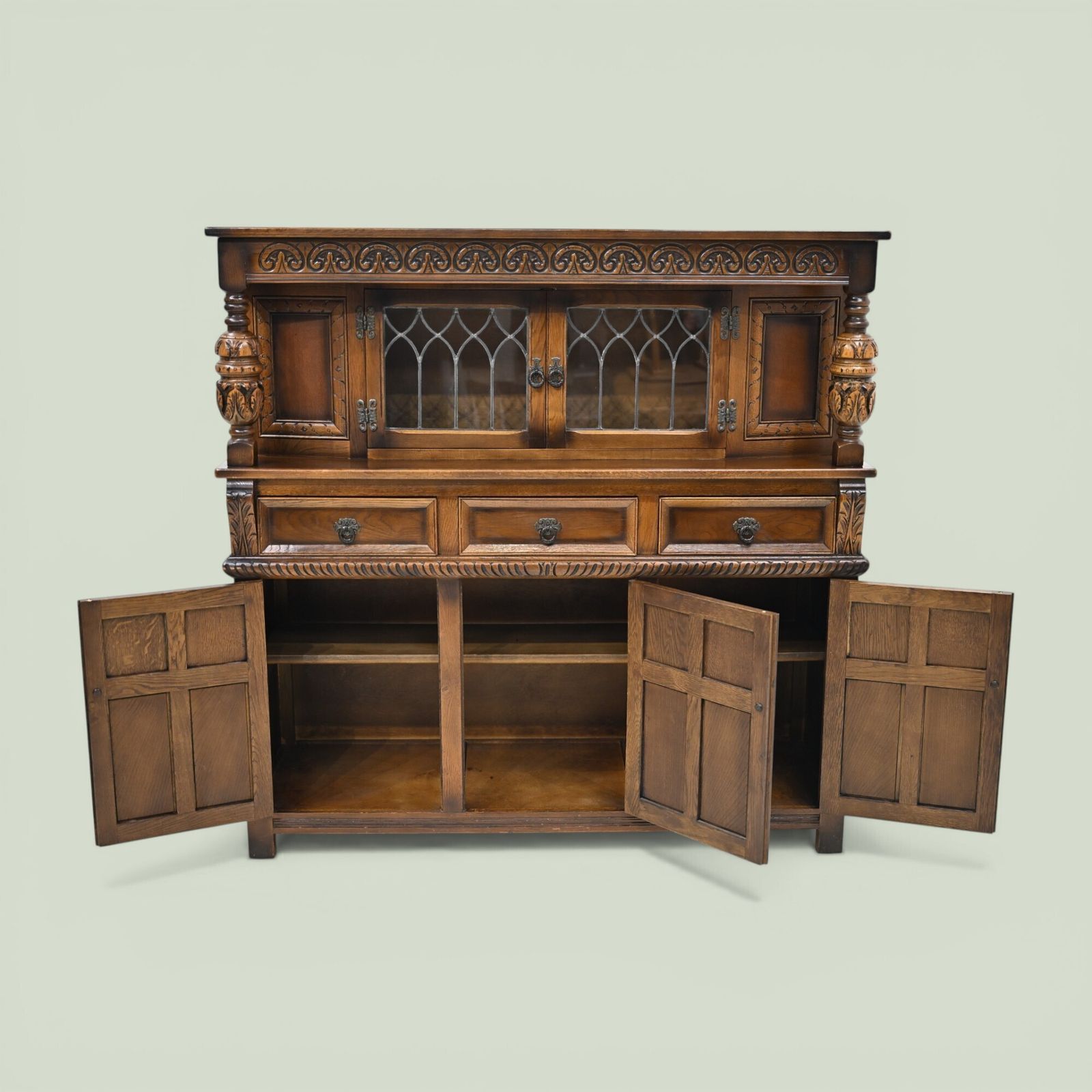 photo for sale Old Charm Court Cupboard Oak Tudor Style Free Uk Delivery.