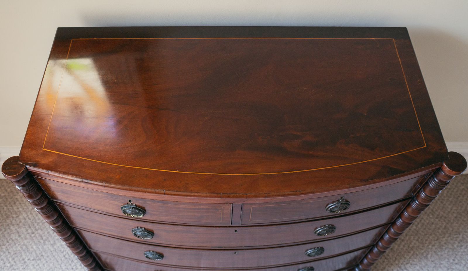 Mahogany Bow Front Chest Of Drawers By Jas Shoolbred & Co photo Furniture