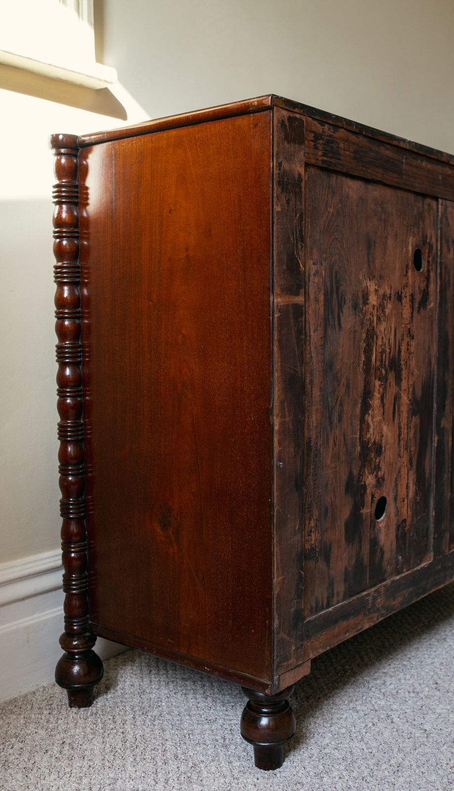 photo for sale Mahogany Bow Front Chest Of Drawers By Jas Shoolbred & Co