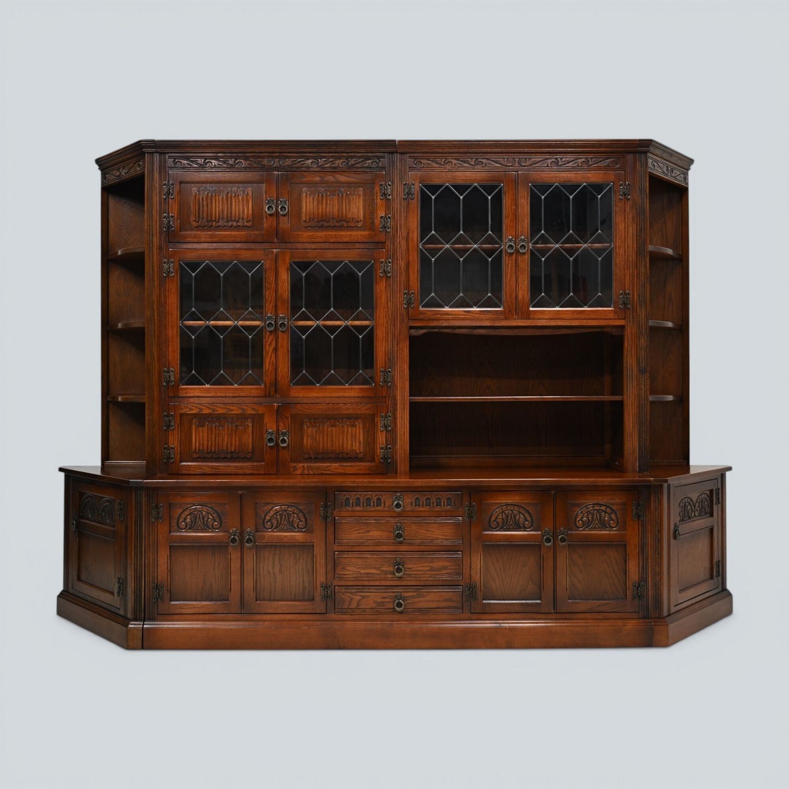 Old Charm Wall Unit Display Bookcase Tudor Brown Free Uk Delivery* photo Furniture