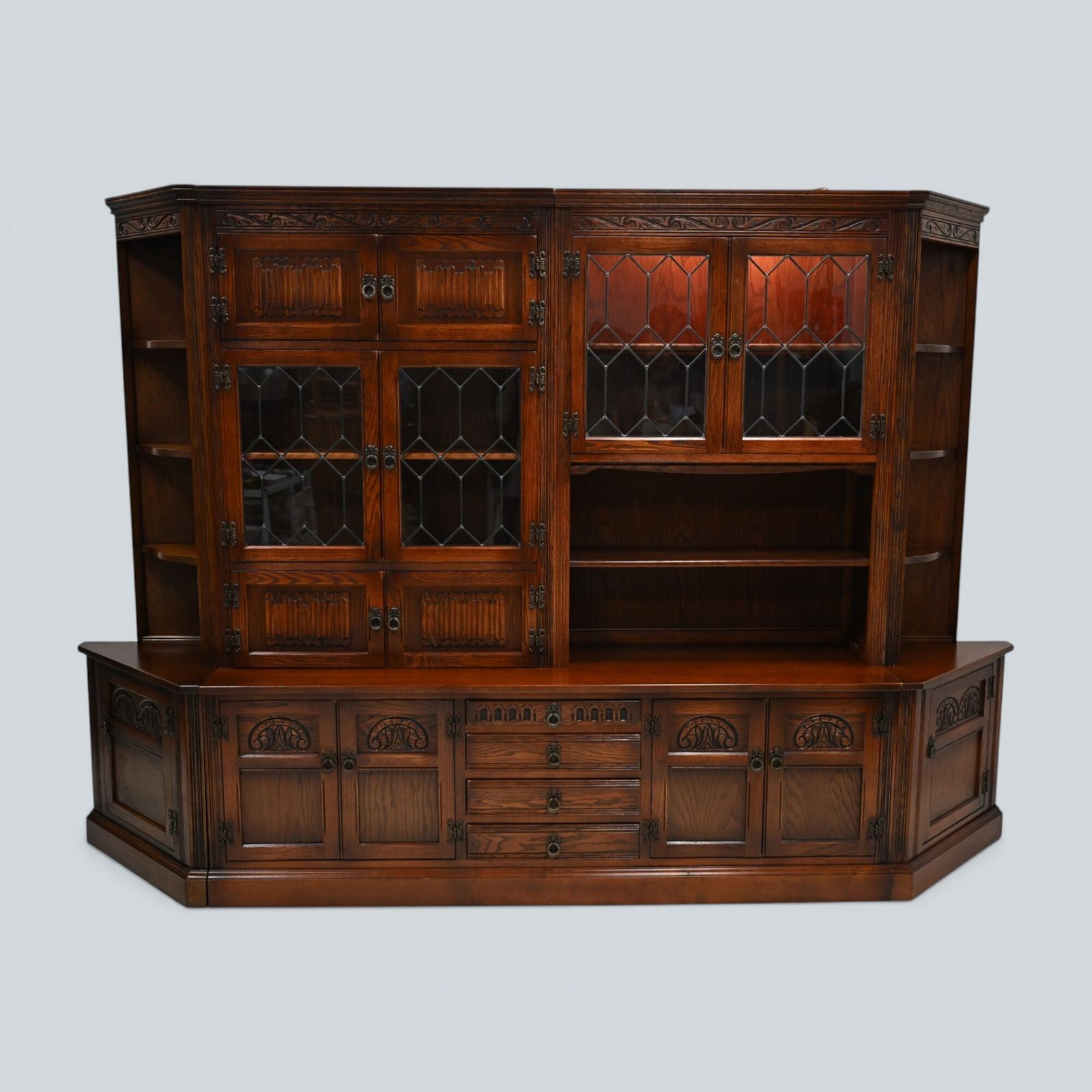 947.0 Old Charm Wall Unit Display Bookcase Tudor Brown Free Uk Delivery* photo