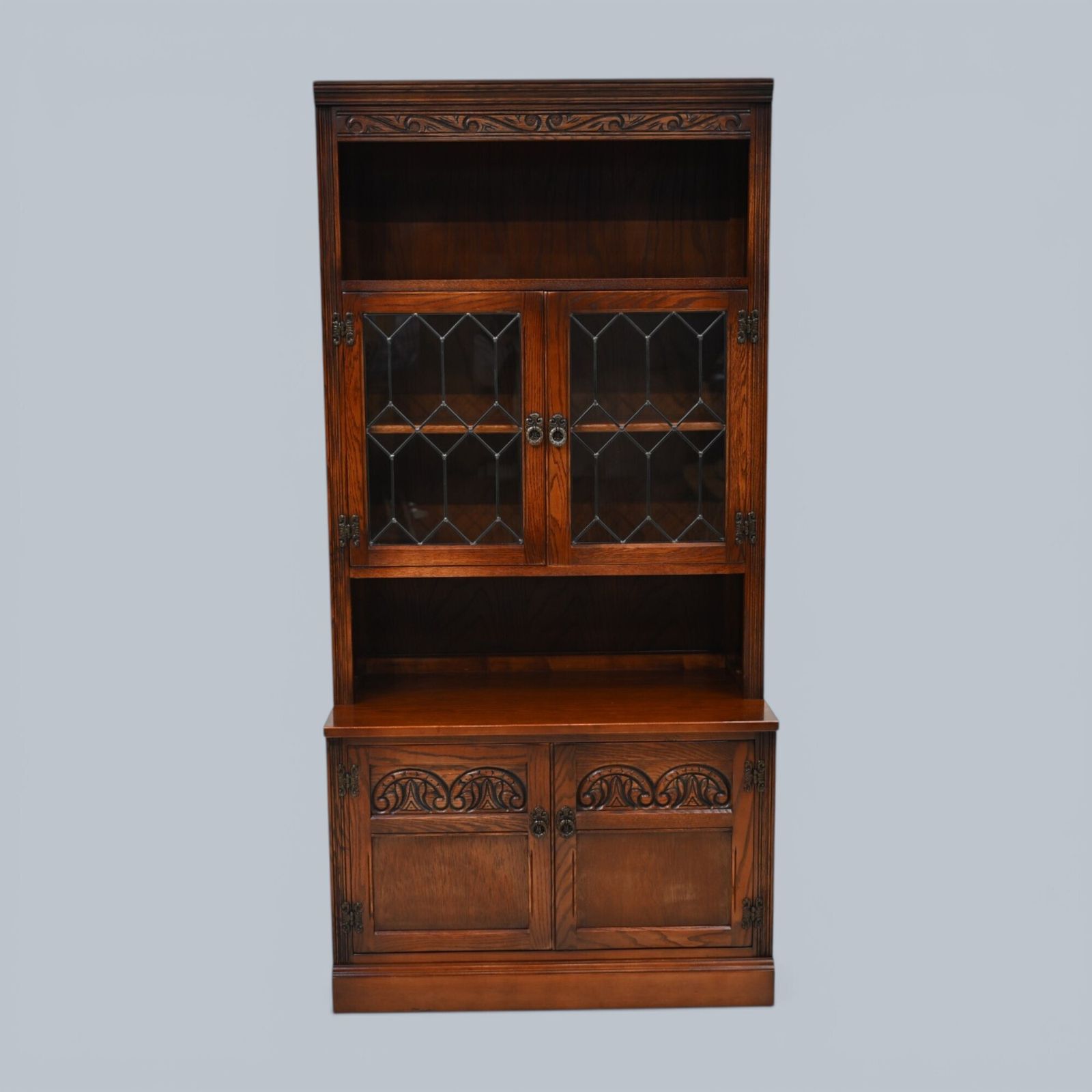 Old Charm Wall Unit Bookcase Display Oak Tudor Brown Free Delivery* photo furniture