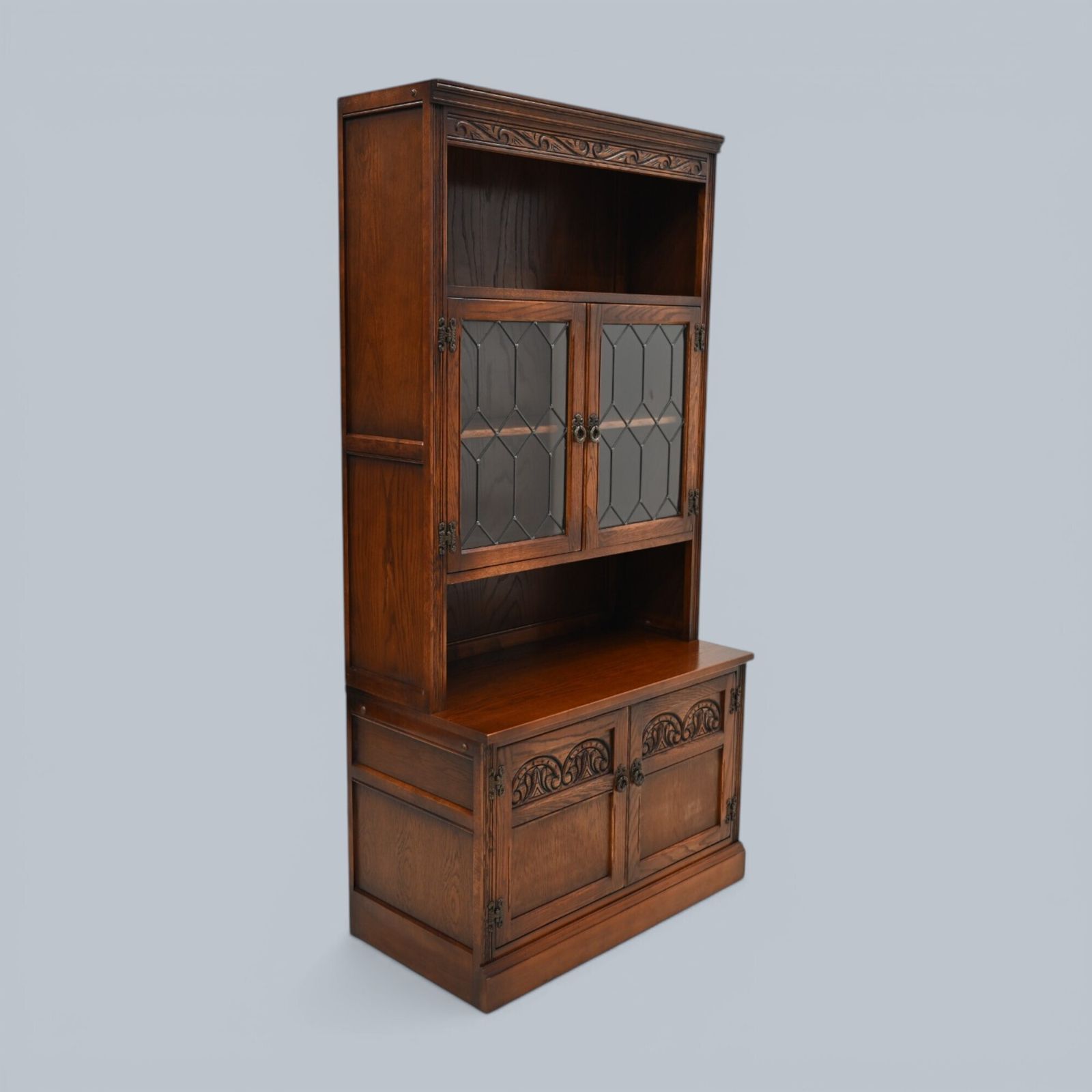 photo furniture Old Charm Wall Unit Bookcase Display Oak Tudor Brown Free Delivery*
