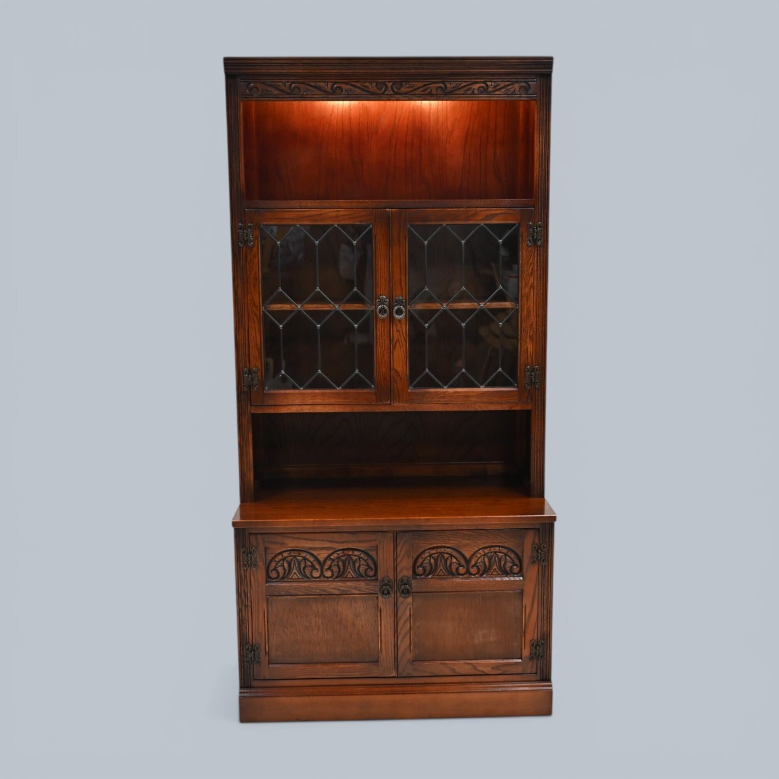 photo buy Old Charm Wall Unit Bookcase Display Oak Tudor Brown Free Delivery*