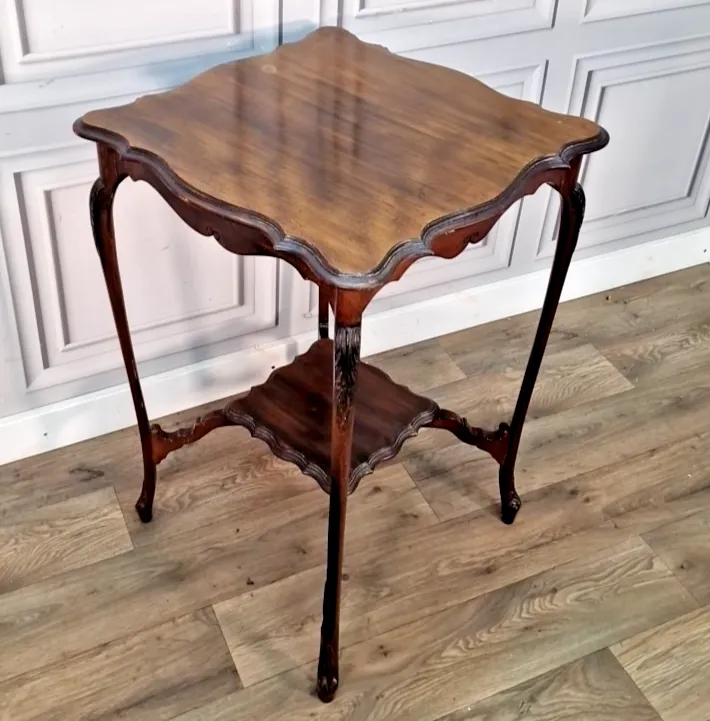 Antique Occasional Side Table Edwardian Mahogany Carved Window Hall Wooden photo for sale