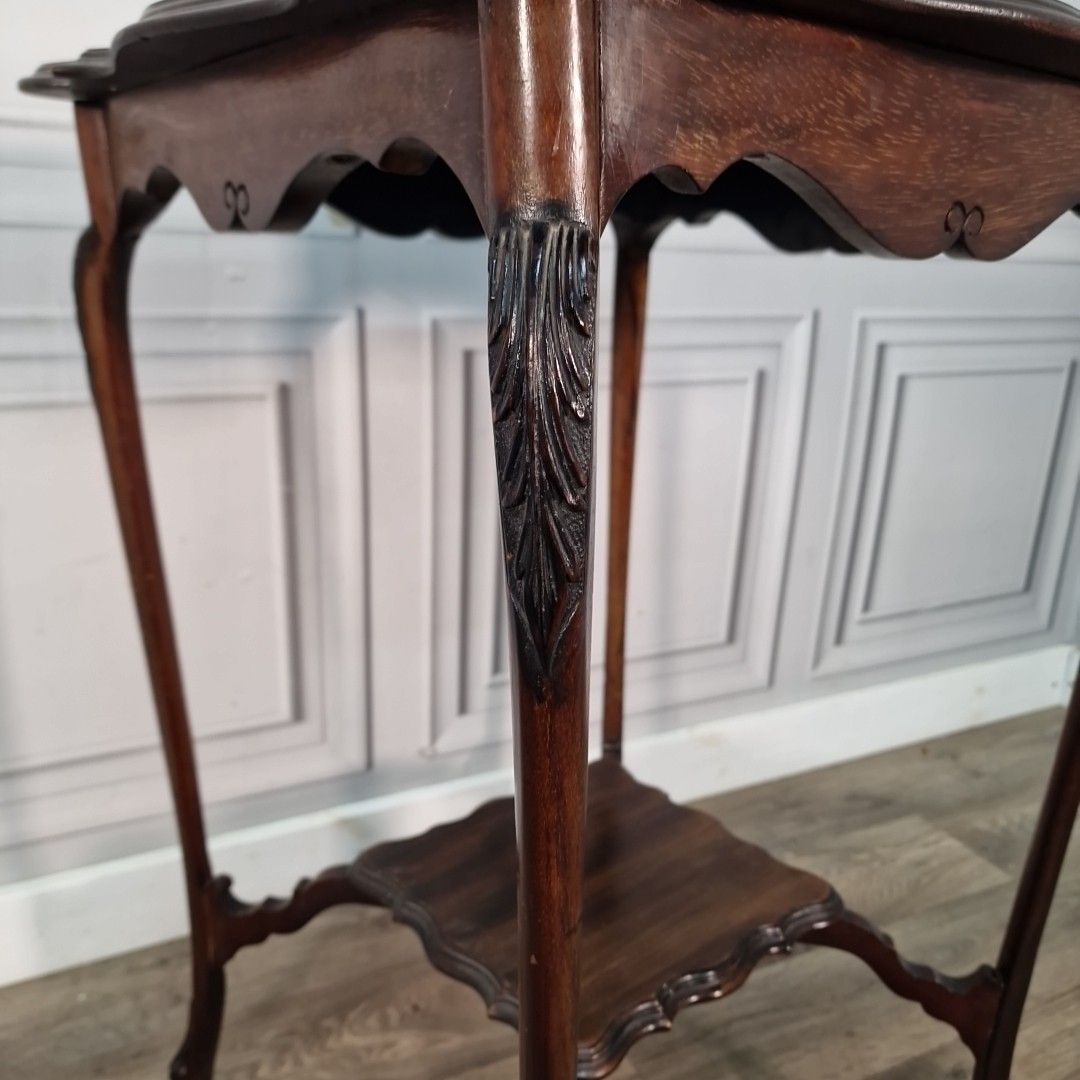 Antique Occasional Side Table Edwardian Mahogany Carved Window Hall Wooden photo vinterior