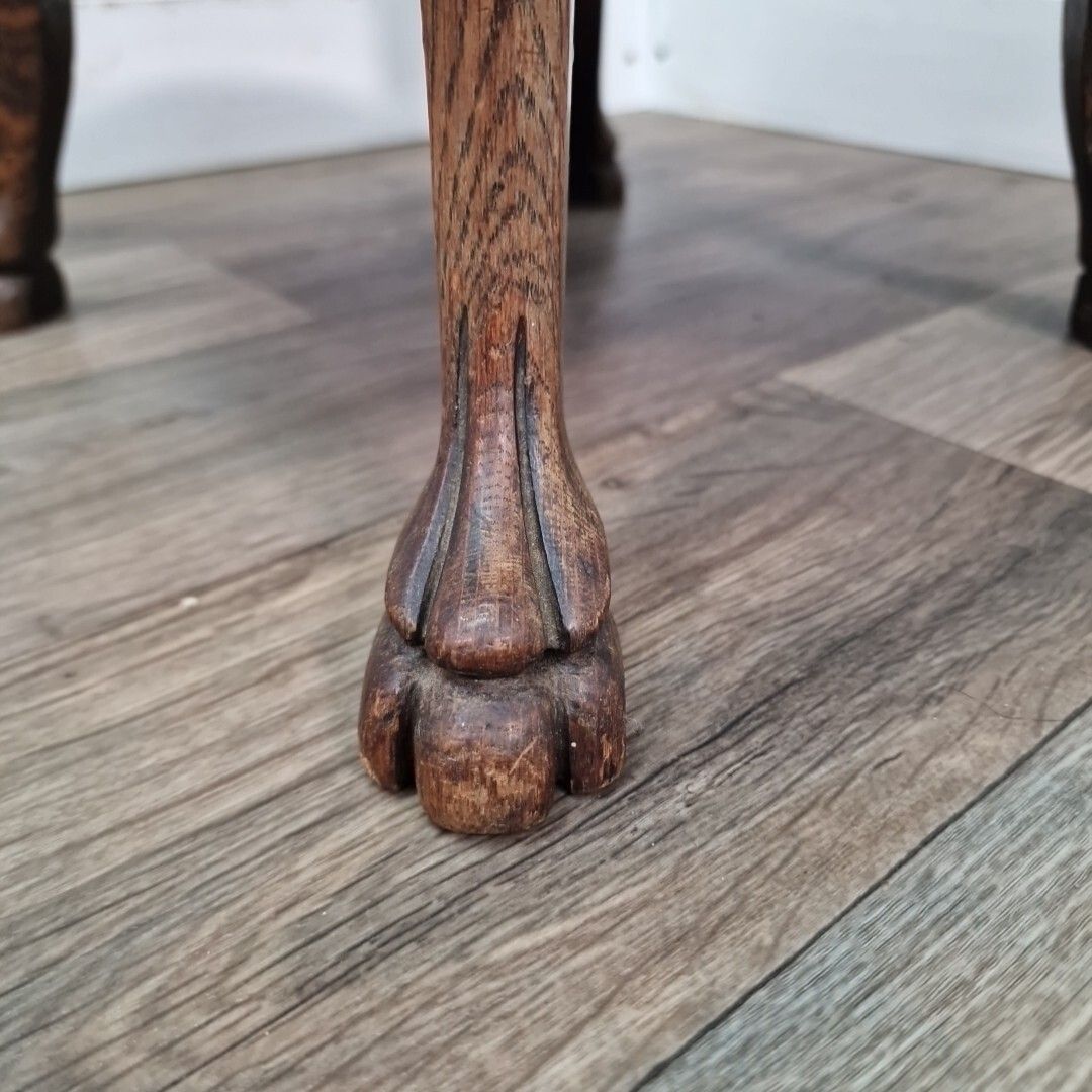 Antique Plant Stand Table Solid Wood Carved Round Animal Foot Wooden Torchere photo buy