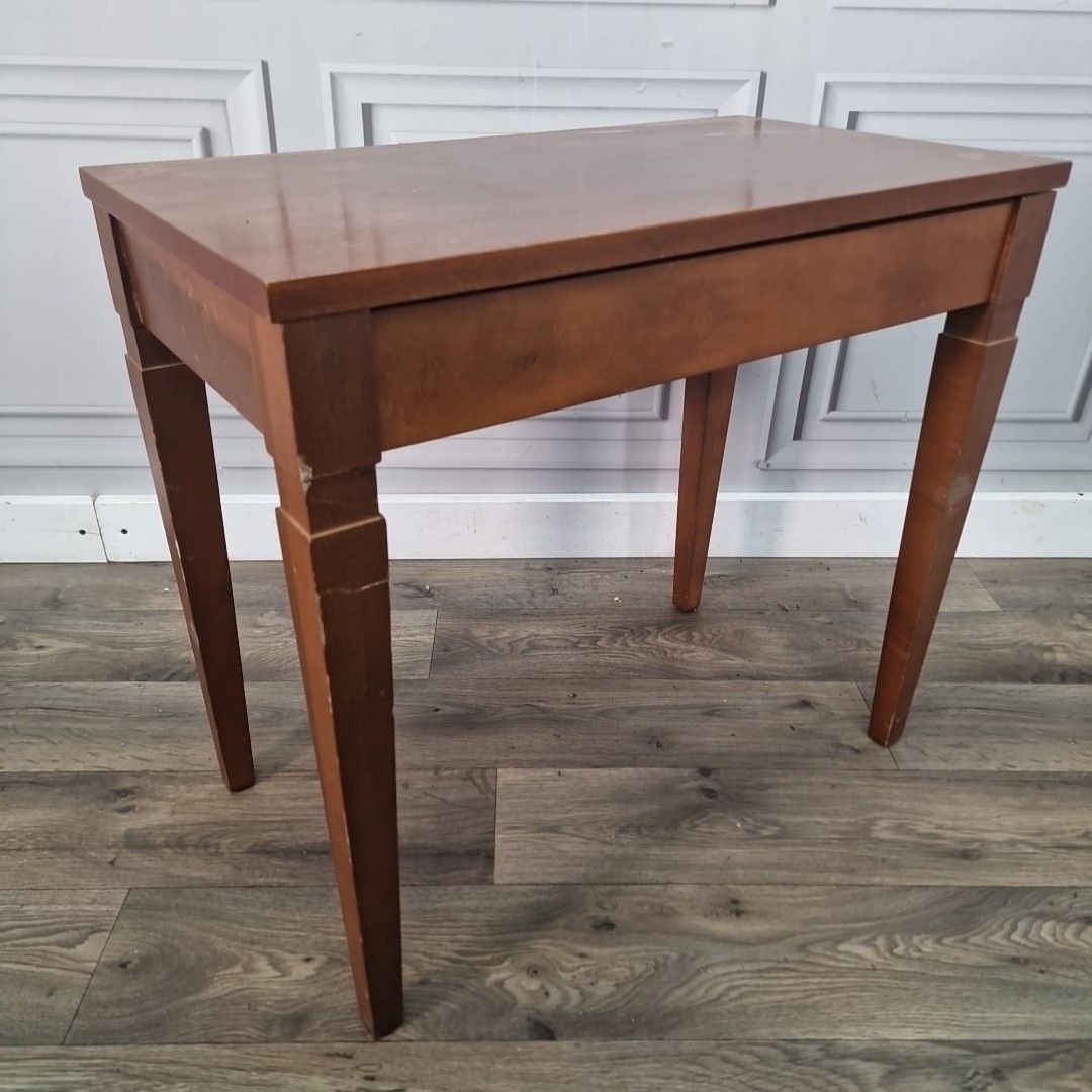 Vintage Sewing Stool Coffee Table Wooden Lift Top Piano Music Tapered Legs photo furniture