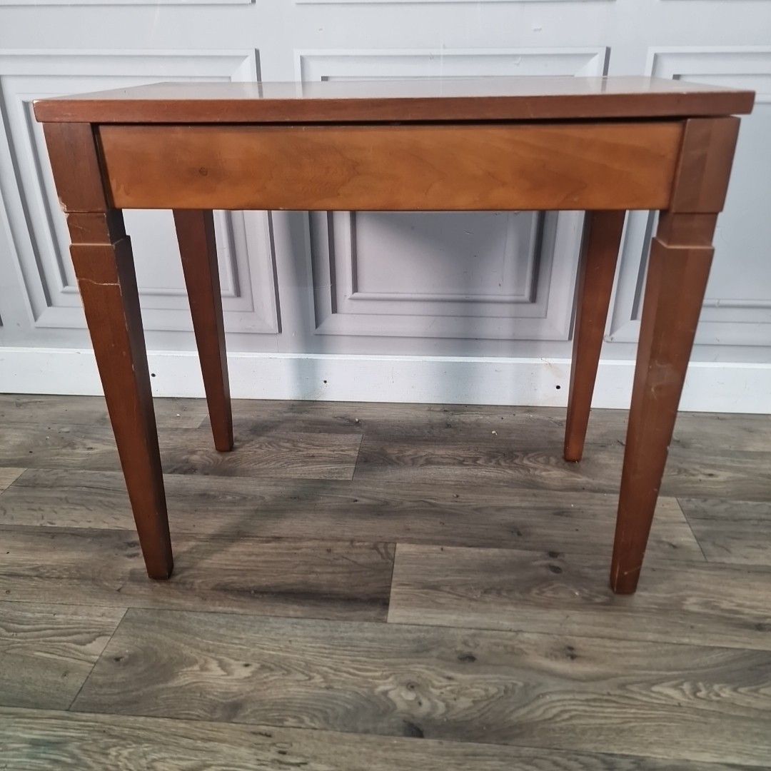 Vintage Sewing Stool Coffee Table Wooden Lift Top Piano Music Tapered Legs photo for sale