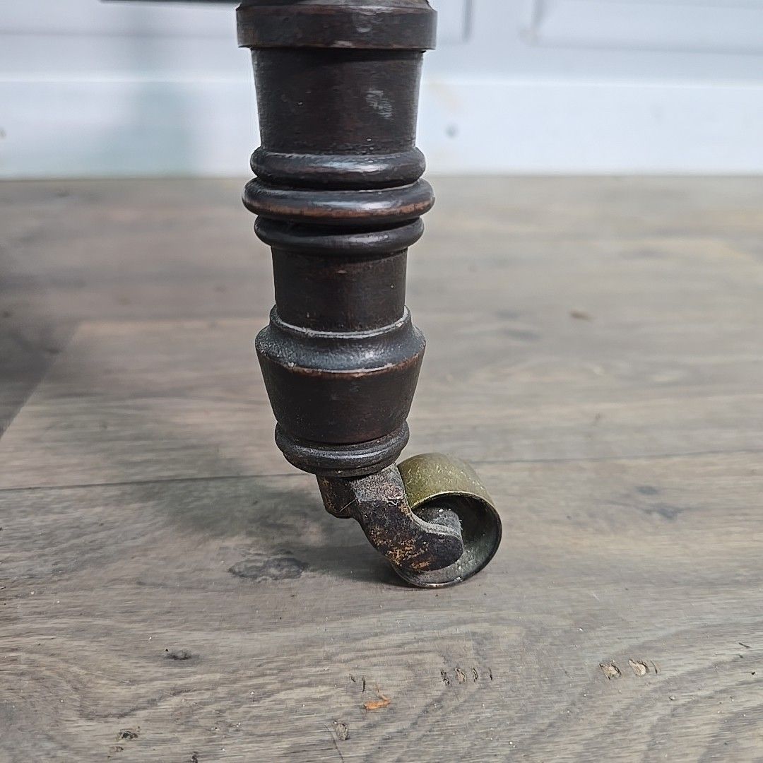 Antique Mahogany Occasional Table – Faux Bamboo Aesthetic Wood Pierced Fretwork photo vintage