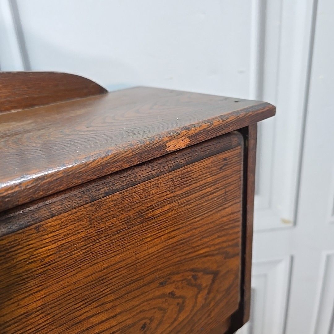 Antique Bureau Bookcase Letter Rack – Arts & Crafts Storage  Wooden Oak photo vinterior