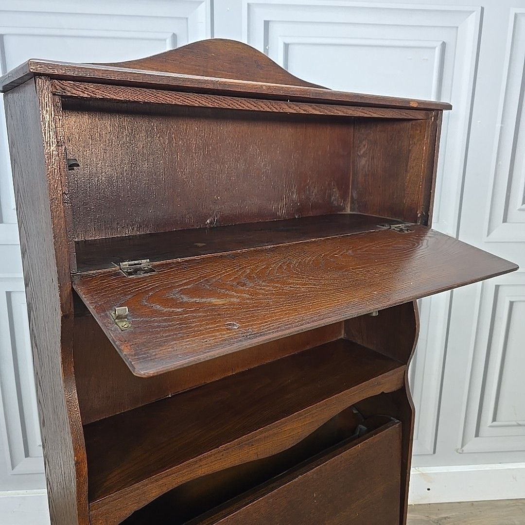 Antique Bureau Bookcase Letter Rack – Arts & Crafts Storage  Wooden Oak photo buy