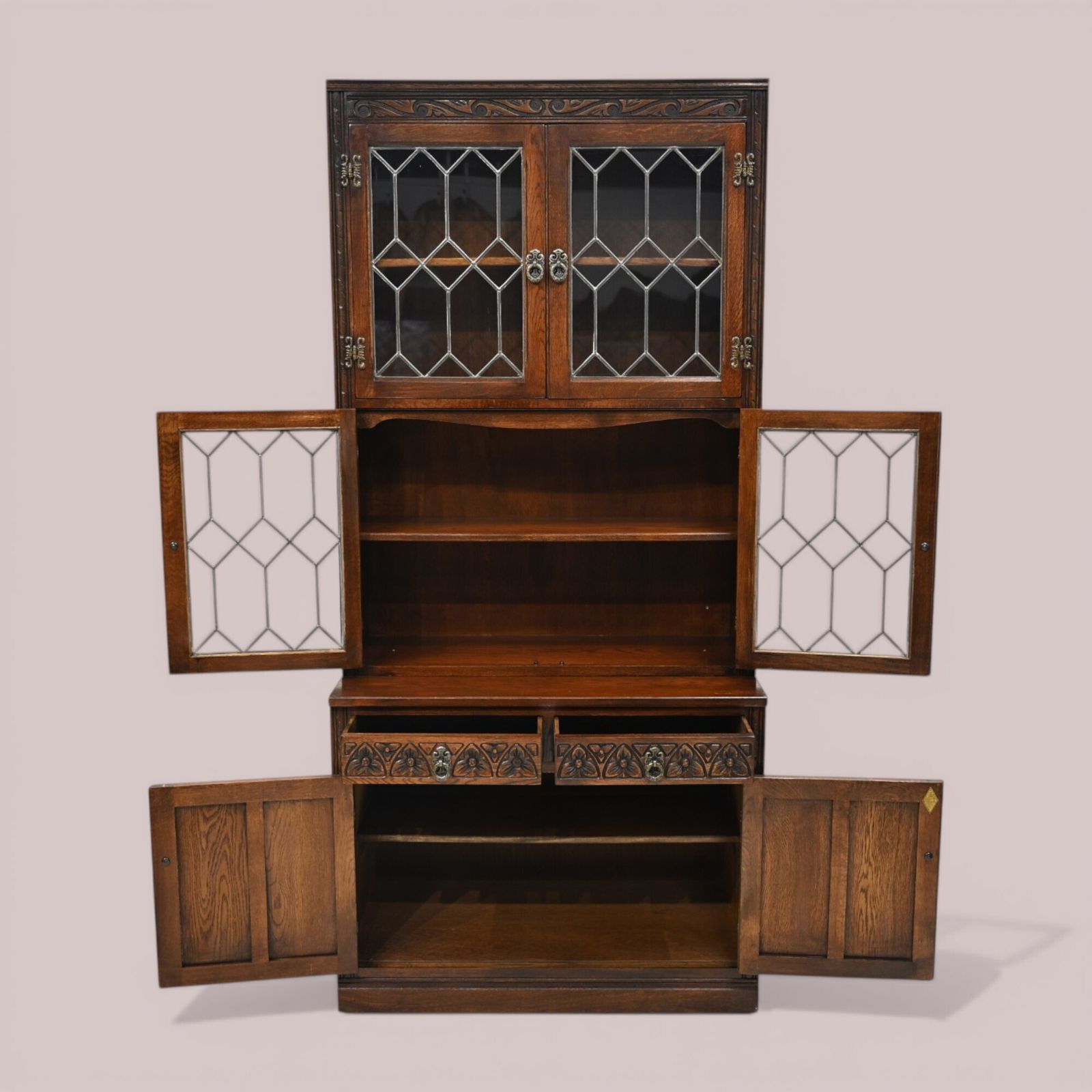 Meubels Old Charm Wall Unit Bookcase Display Drawers Tudor Brown Free Delivery* photo