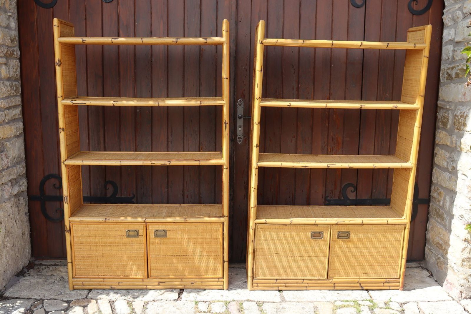Rattan Shelves By Dal Vera, 1960s, Set Of 2 photo furniture