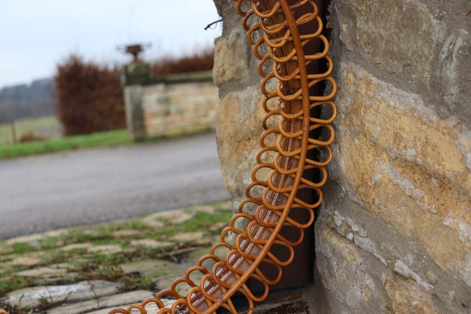 Italian Rattan Wall Mirror By Franco Albini, 1960 photo 1301.0
