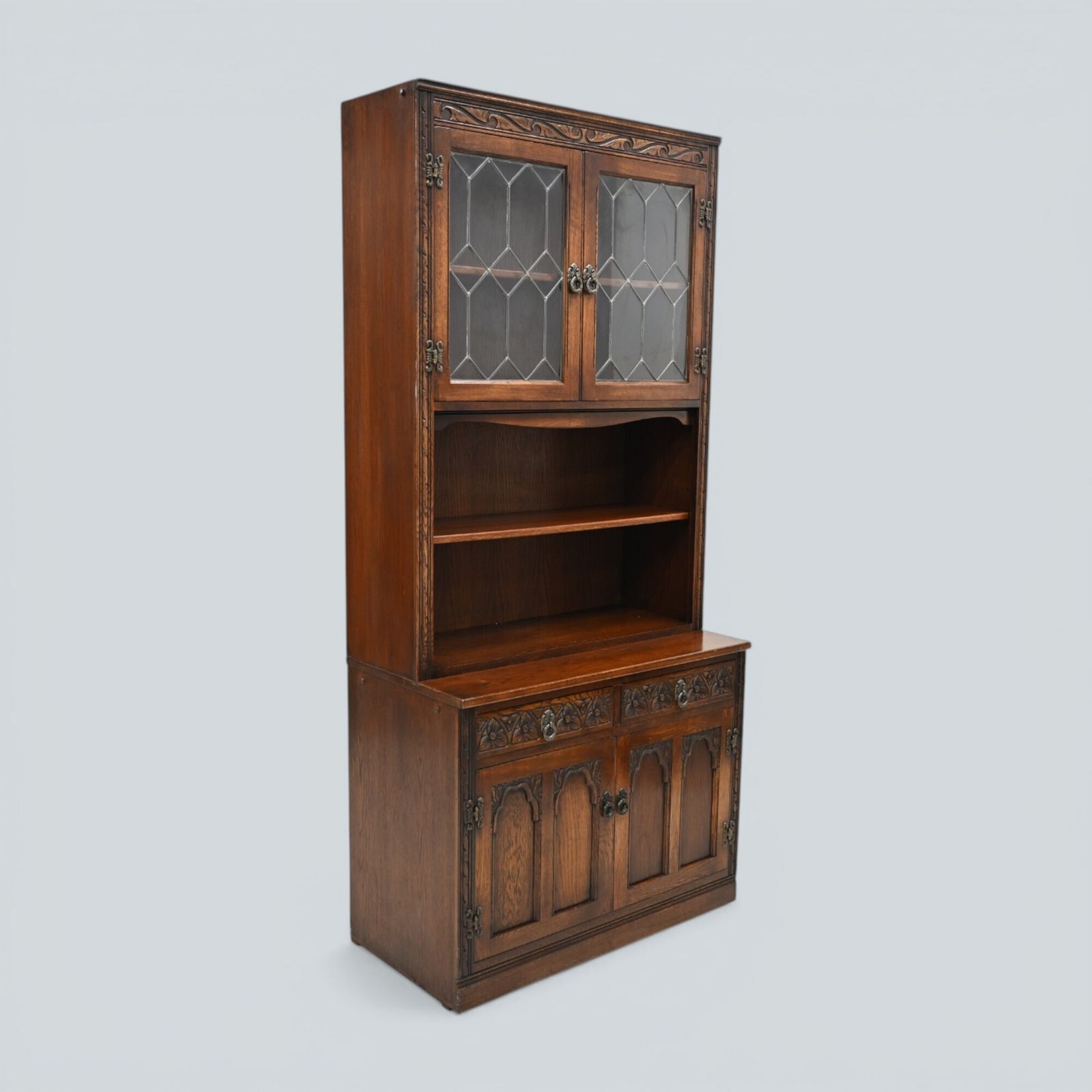 photo furniture Old Charm Wall Unit Bookcase Display Drawers Tudor Brown Free Delivery*