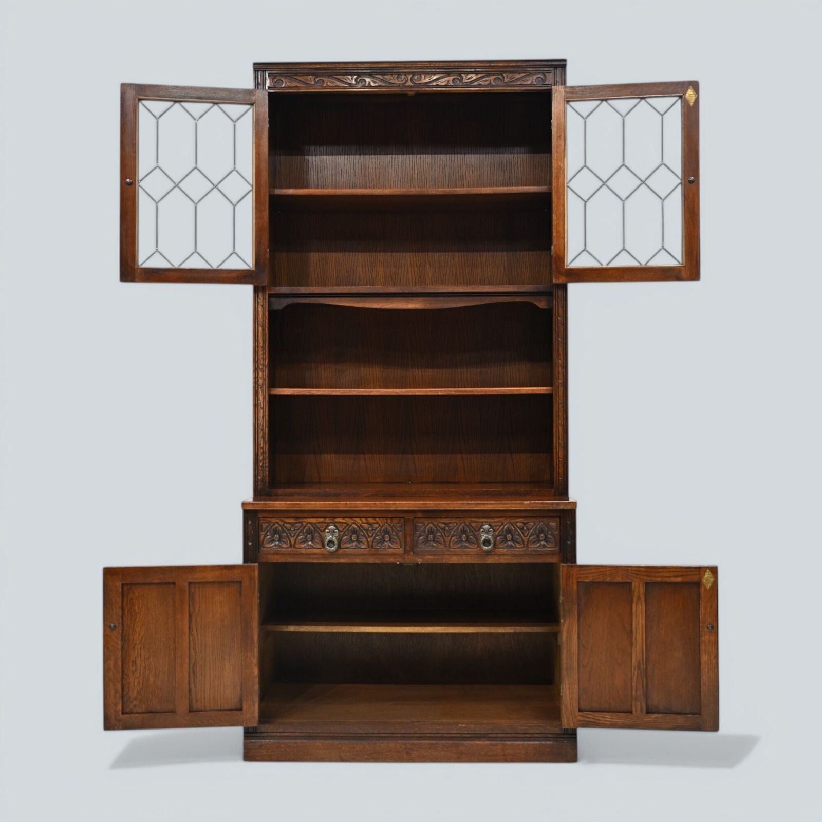 357.0 Old Charm Wall Unit Bookcase Display Drawers Tudor Brown Free Delivery* photo