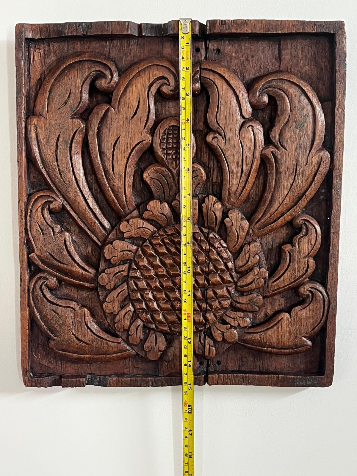 1683.0 Antique Hand Carved Oak Panel, Sunflower And Leaves, Probably French 18th C photo