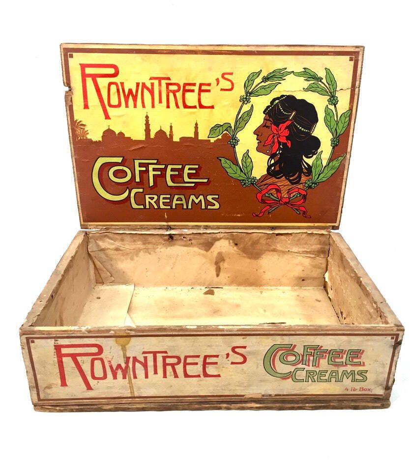 Antique Advertising   Rowntree's Coffee Creams Wooden Shop Counter Display Box