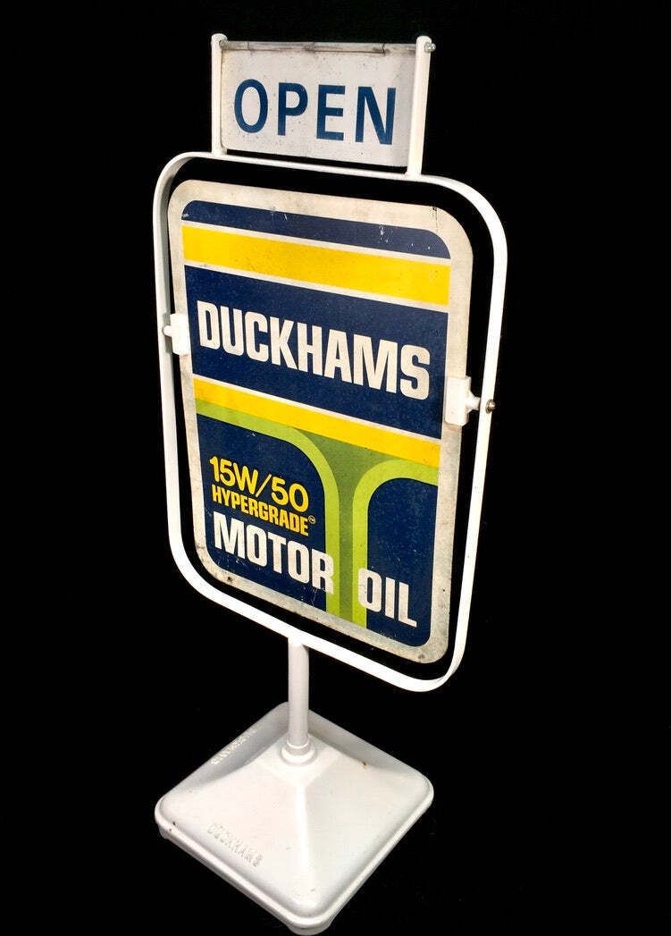 Antique Advertising   Vintage Duckhams Double Sided Garage Forecourt Swing Sign photo furniture