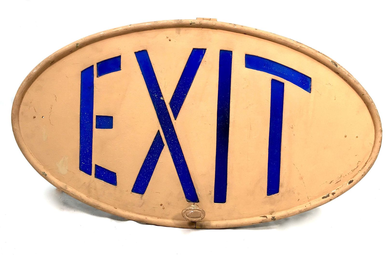 Home Decor Antique Art Deco Reclaimed / Salvaged Building / Door Exit Sign / Blue C.1930 photo