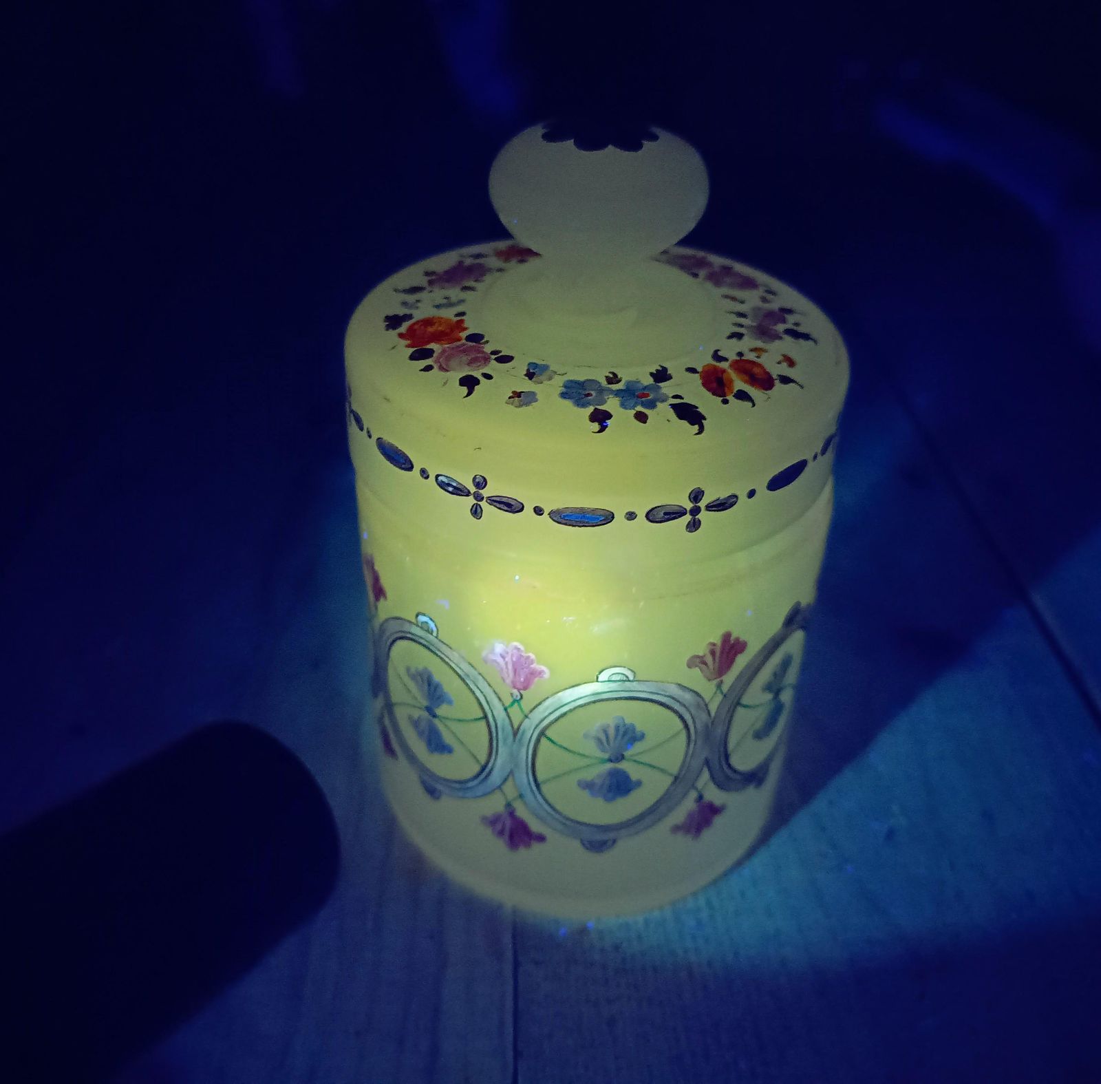 Antique Opaline Glass Cookies Jar: Hand Enamelled, Late Biedermeier, Romantic Revival, 1860s photo Home Decor