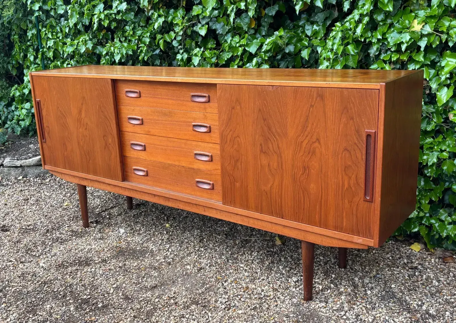 Danish Teak Mid Century Sideboard With Sliding Doors By Clausen And Son photo Furniture