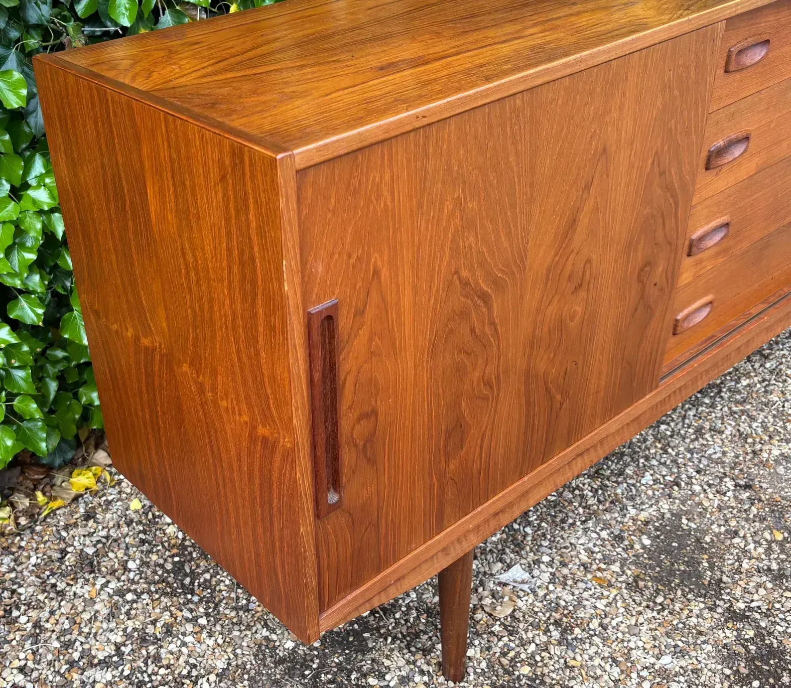 photo for sale Danish Teak Mid Century Sideboard With Sliding Doors By Clausen And Son