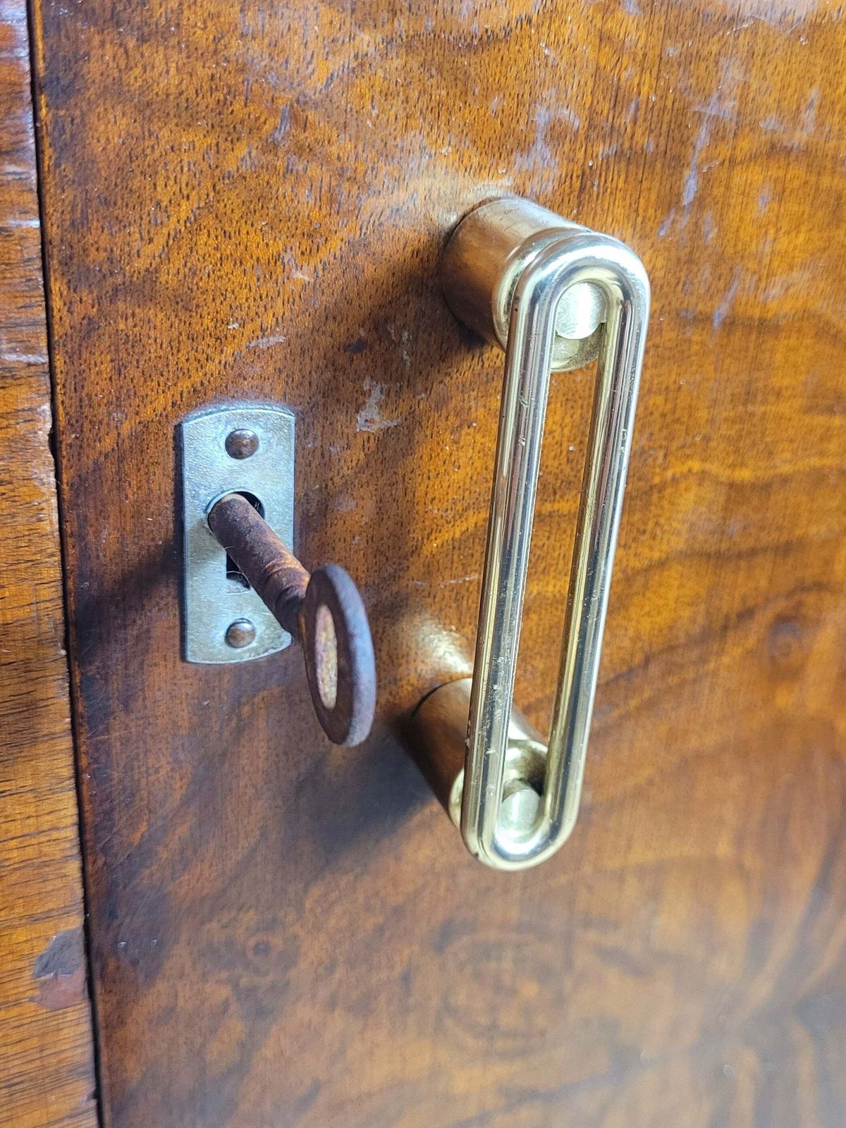 Vintage Walnut Tall Boy Art Deco Mid Century Lock And Key Delivery Available photo buy
