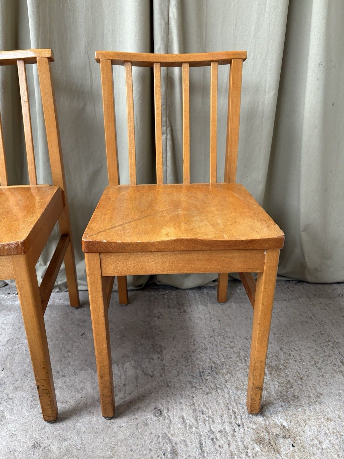 Furniture Vtg Mid Century Set Of 4 Solid Beech Church Dining Chairs Scandi Danish R1199 photo