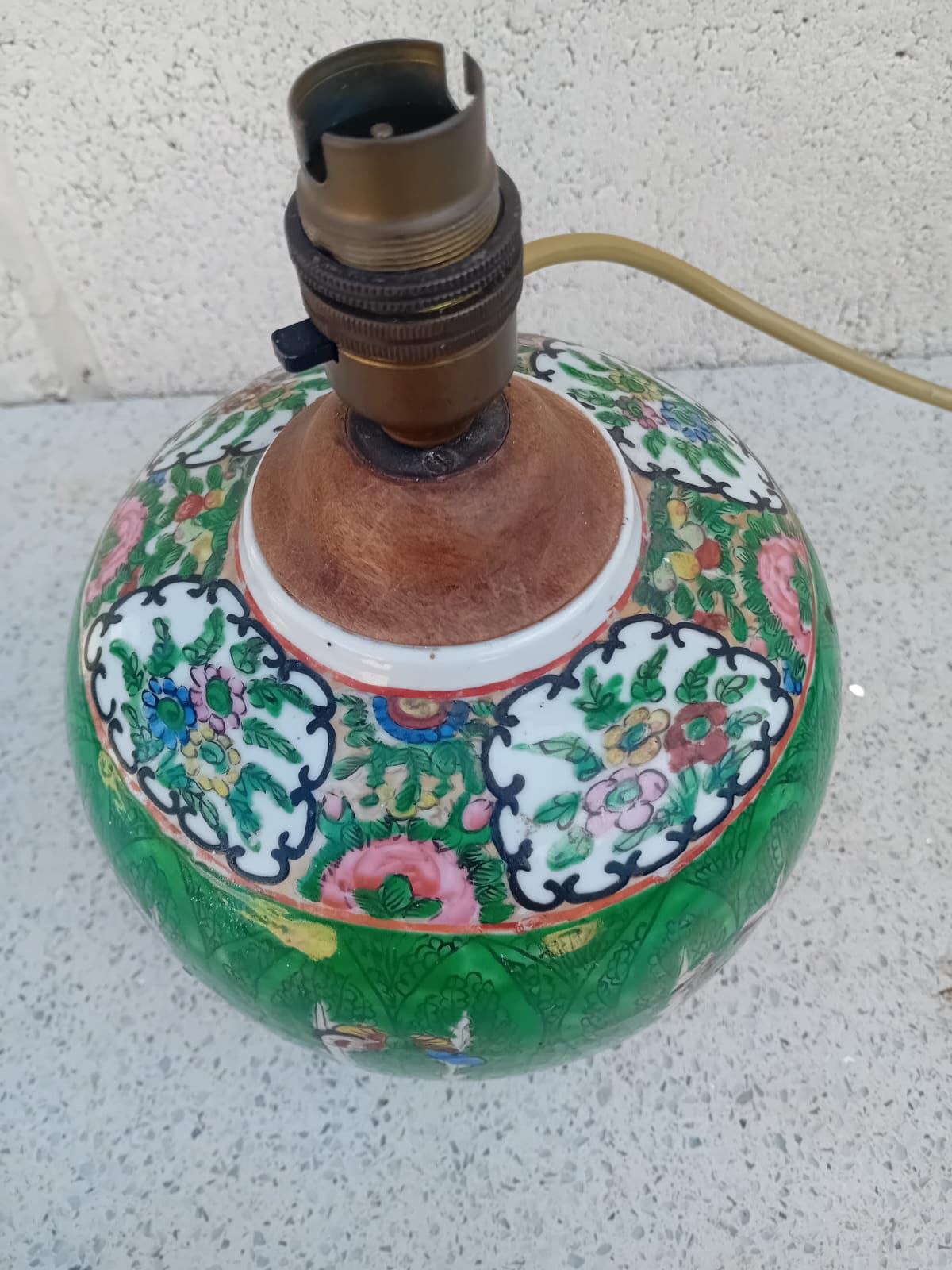 Chinese Famille Verte Style Porcelain Ginger Jar Lamp Base, Hand Painted Birds & photo for sale