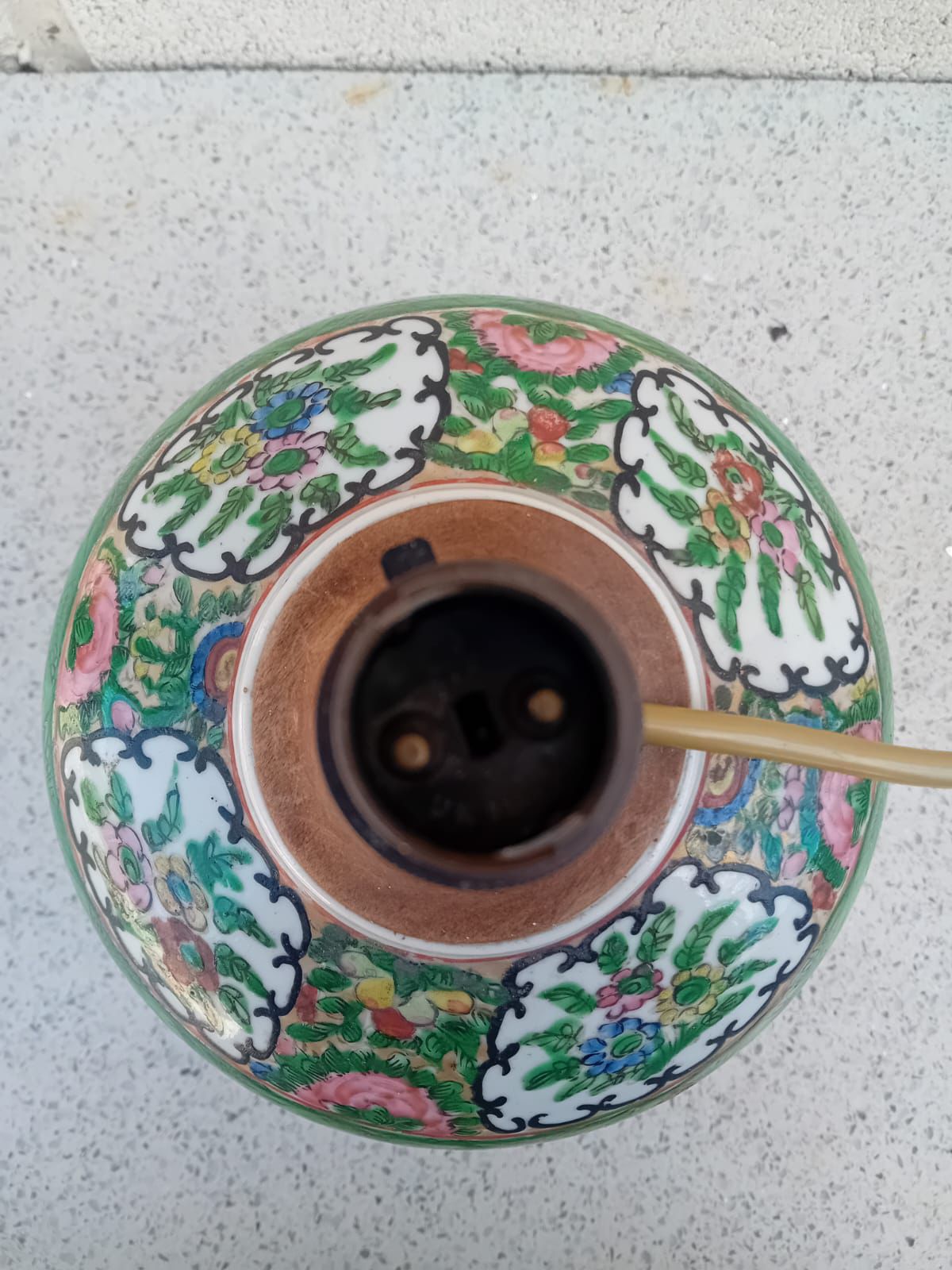 Chinese Famille Verte Style Porcelain Ginger Jar Lamp Base, Hand Painted Birds & photo Lighting