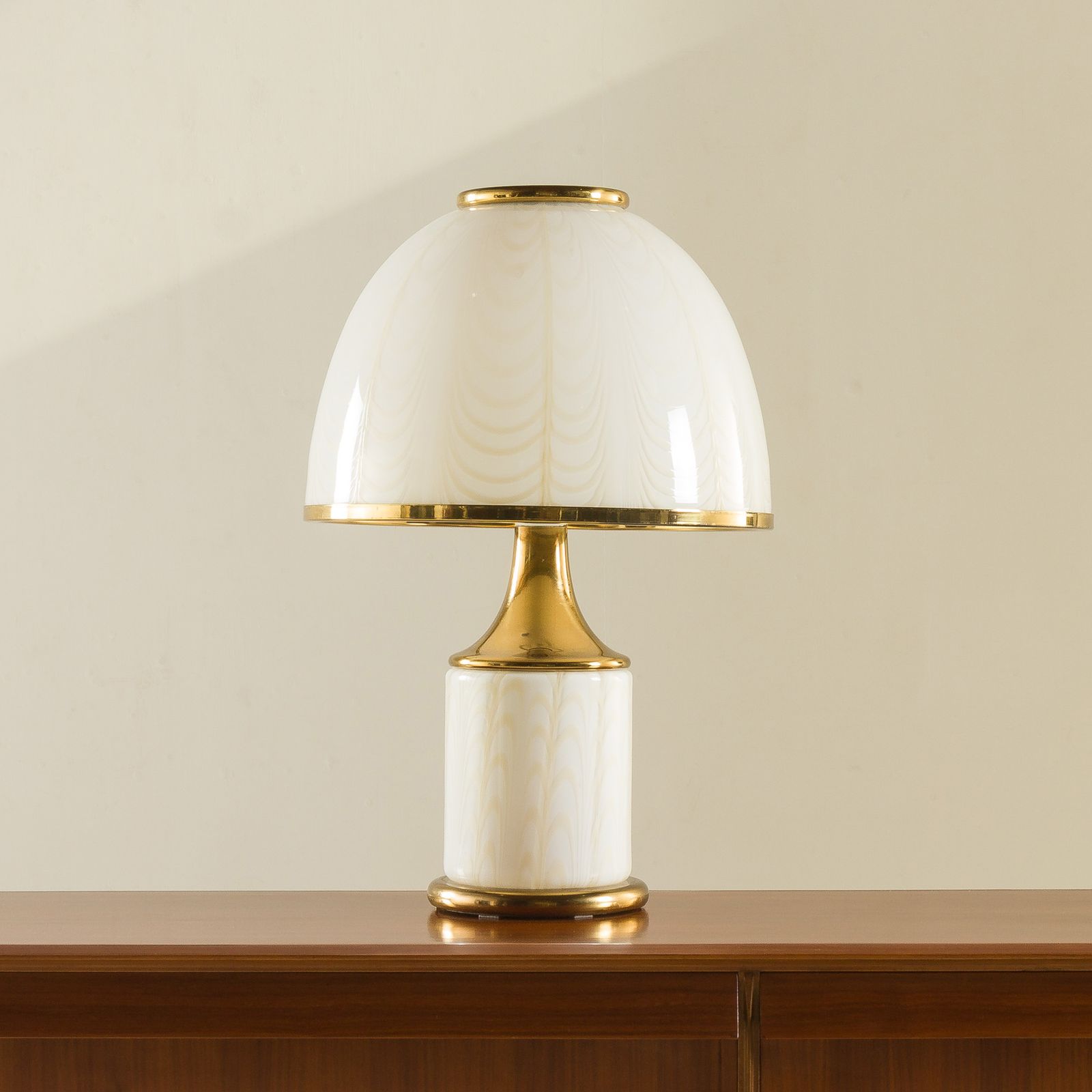 Rare Romeo Rega Murano Glass And Brass Lamp, Italy 1980s photo for sale