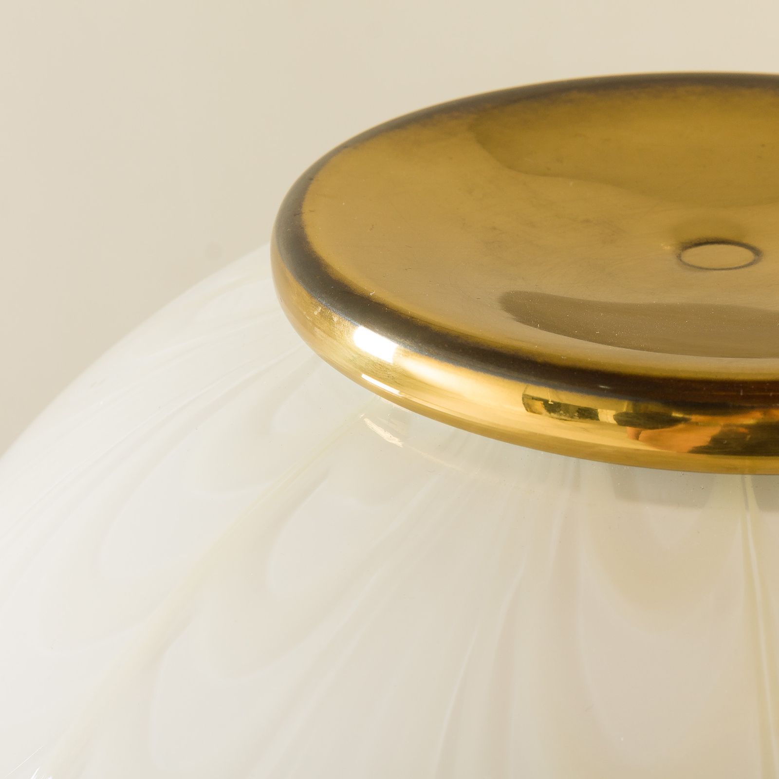 Rare Romeo Rega Murano Glass And Brass Lamp, Italy 1980s photo vintage