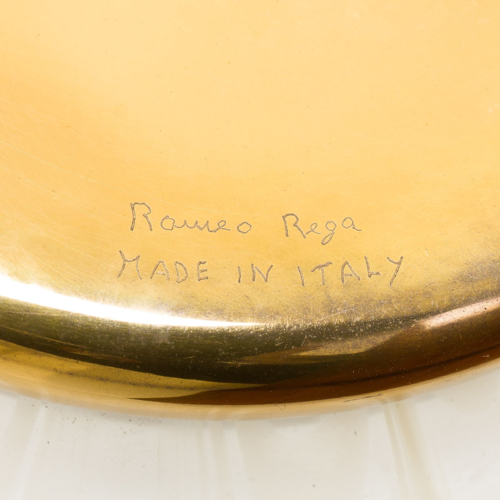 photo for sale Rare Romeo Rega Murano Glass And Brass Lamp, Italy 1980s