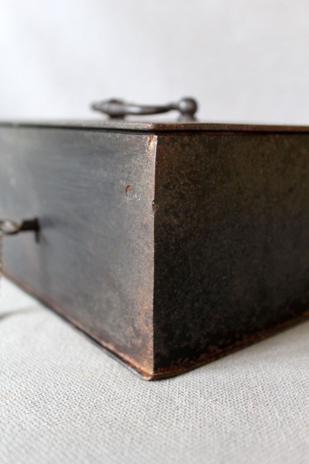 Antique Heavy And Solid French Metal Cash Box, Safe, One Key, Industrial Money Box, Storage Box, Strong Box, Secret Treasure Box photo vintage