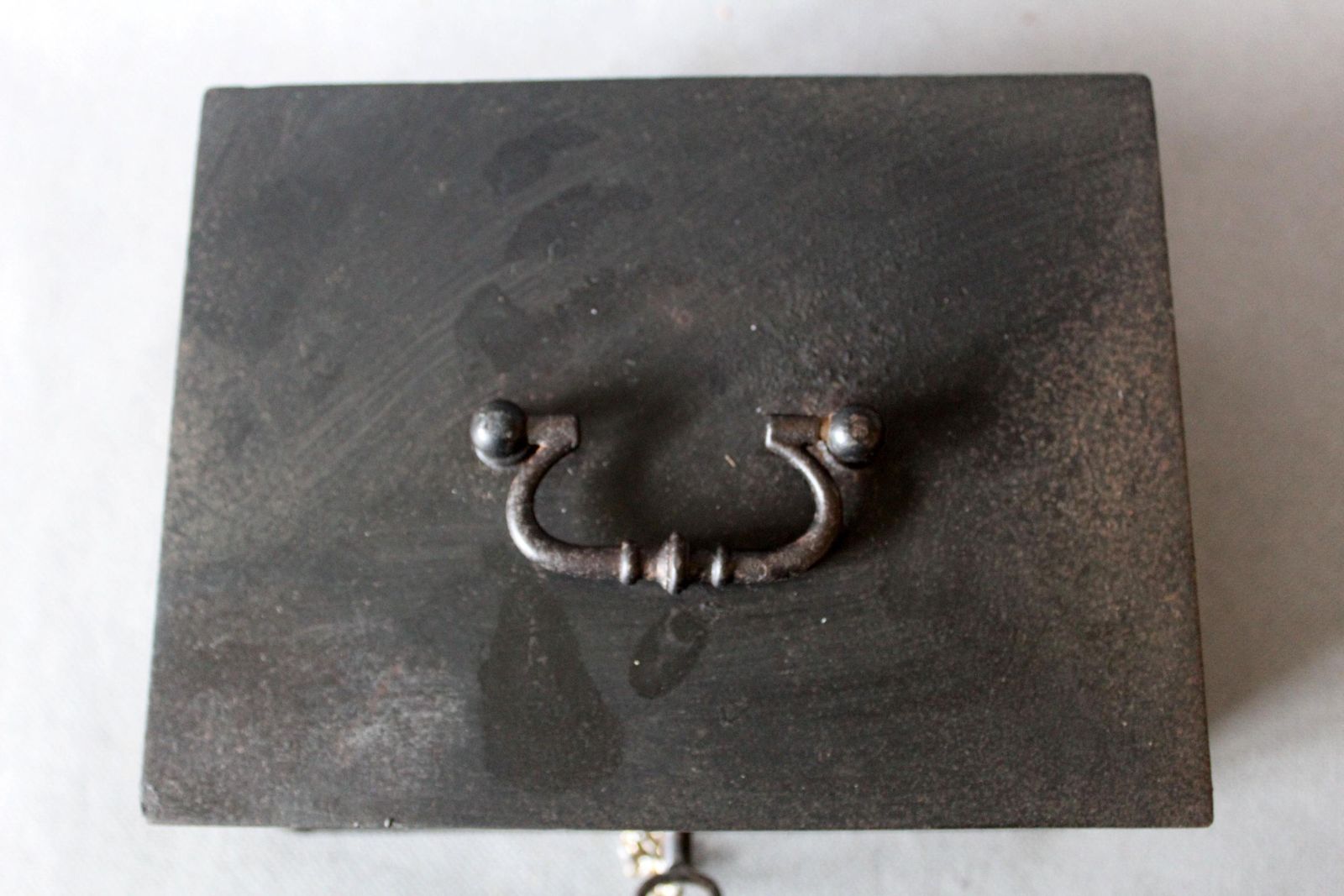 photo vintage Antique Heavy And Solid French Metal Cash Box, Safe, One Key, Industrial Money Box, Storage Box, Strong Box, Secret Treasure Box