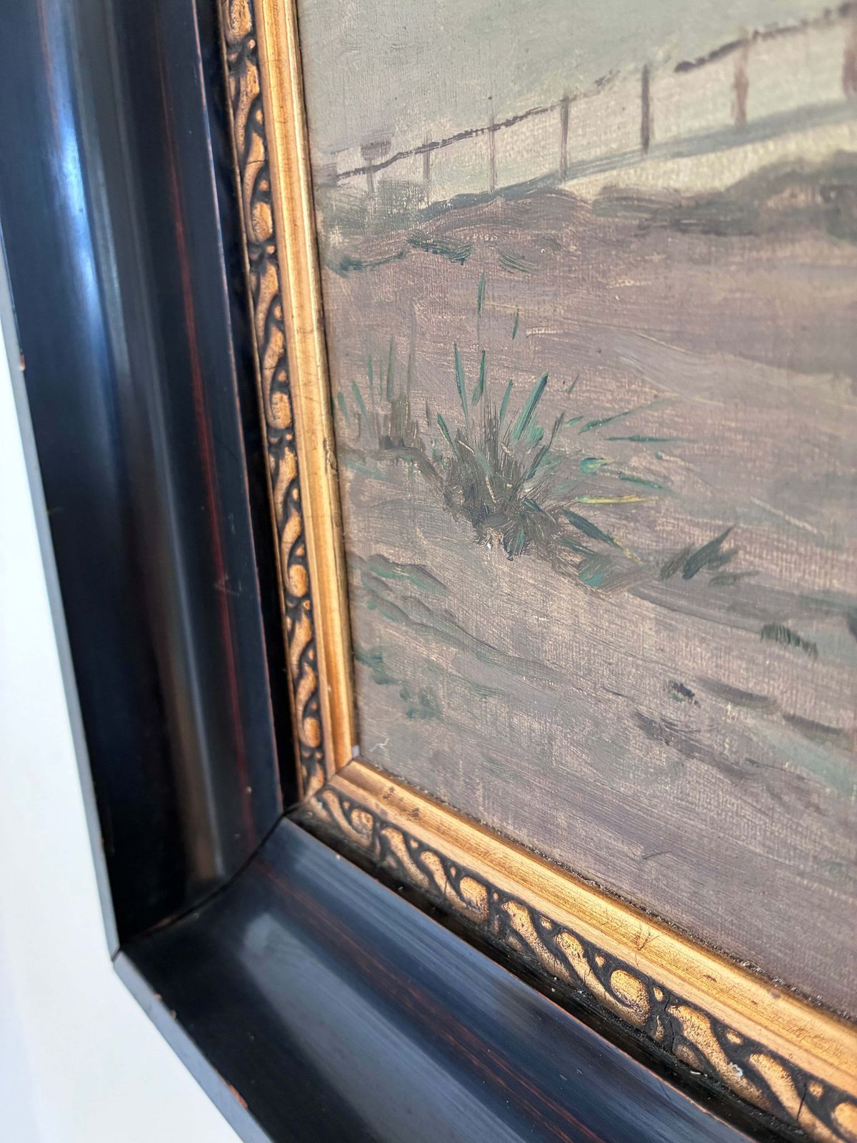 photo furniture Vintage Original Seascape Oil Painting, Signed Beachside Art