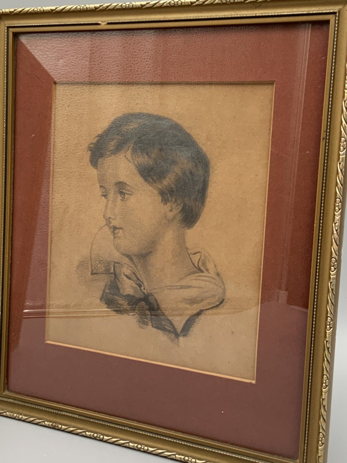 Pair 19th Century Antique Portrait Pencil Drawings Manner Of Sir Thomas Lawrence photo furniture